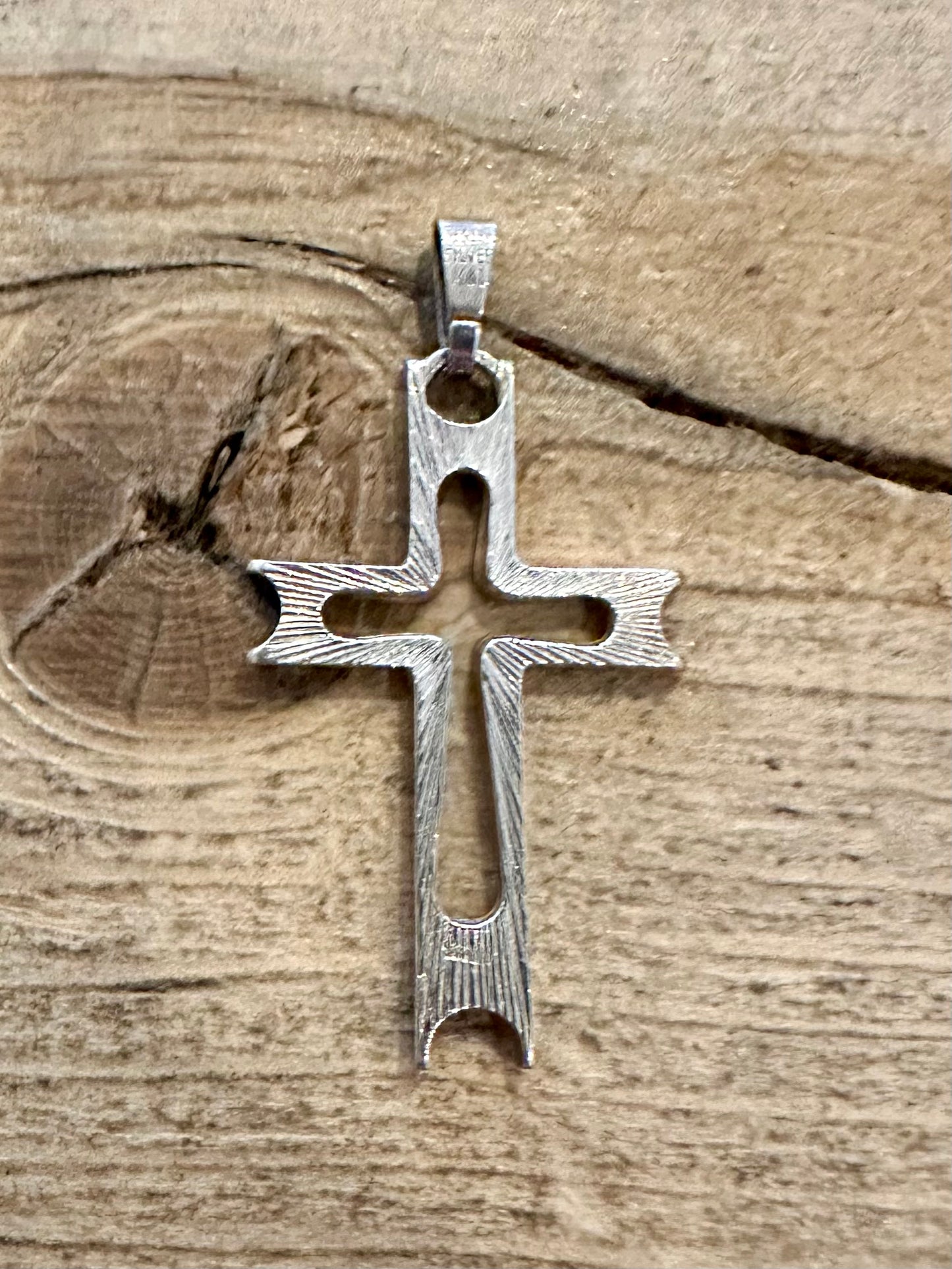 Vintage Abstract Cross 925 Sterling Silver Pendant