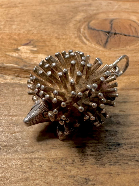 Vintage Hedgehog 925 Silver Charm Pendant