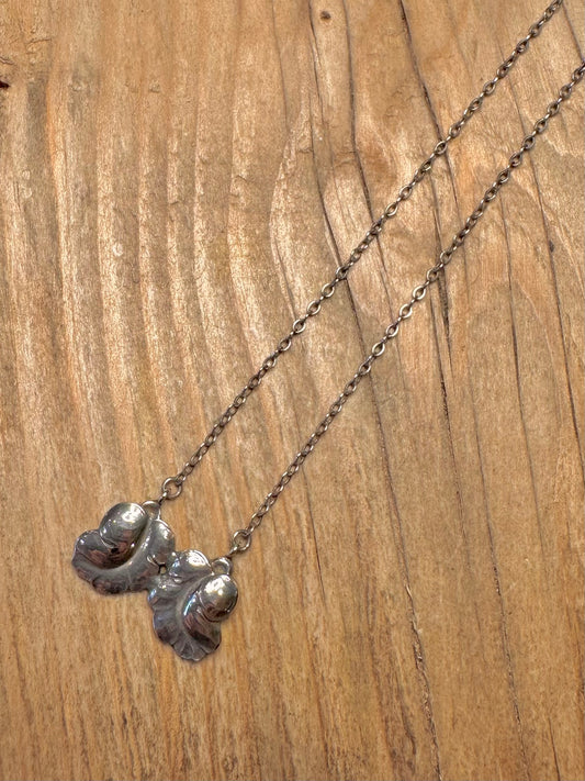 Vintage Georg Jensen Double Leaf 50B Denmark 925 Sterling Silver Necklace