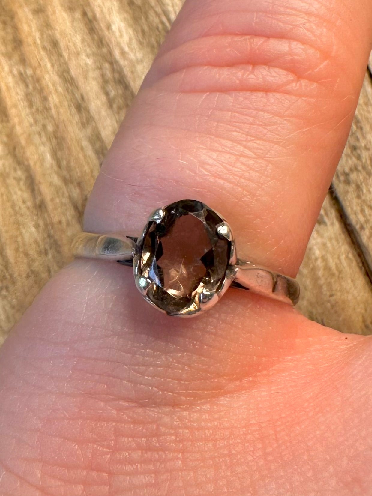 Smokey Quarts 1976 Edinburgh 925 Sterling Silber Ring Größe O1/2