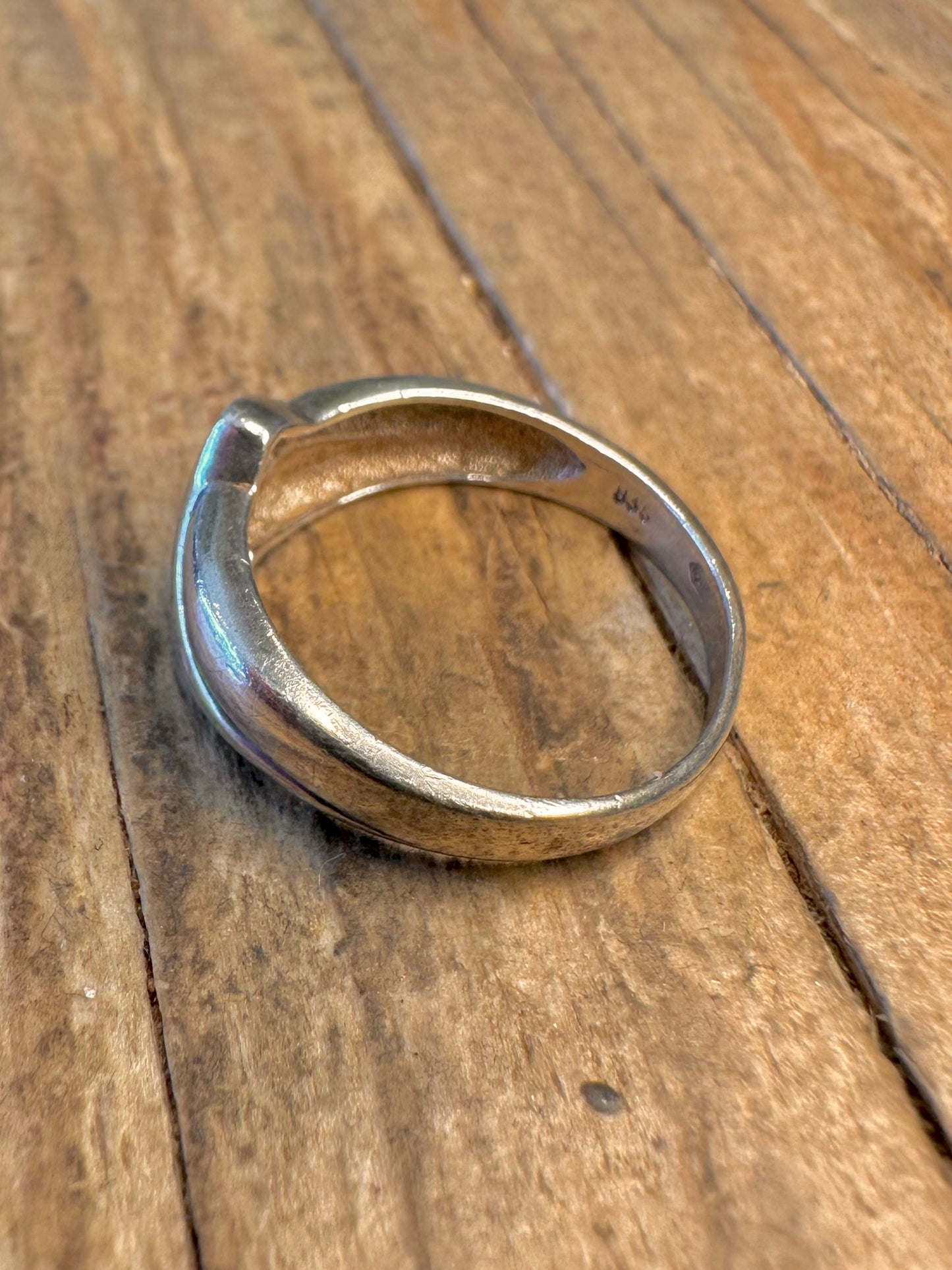 Abstrakter blauer Stein 835er Silber Ring Größe N1/2