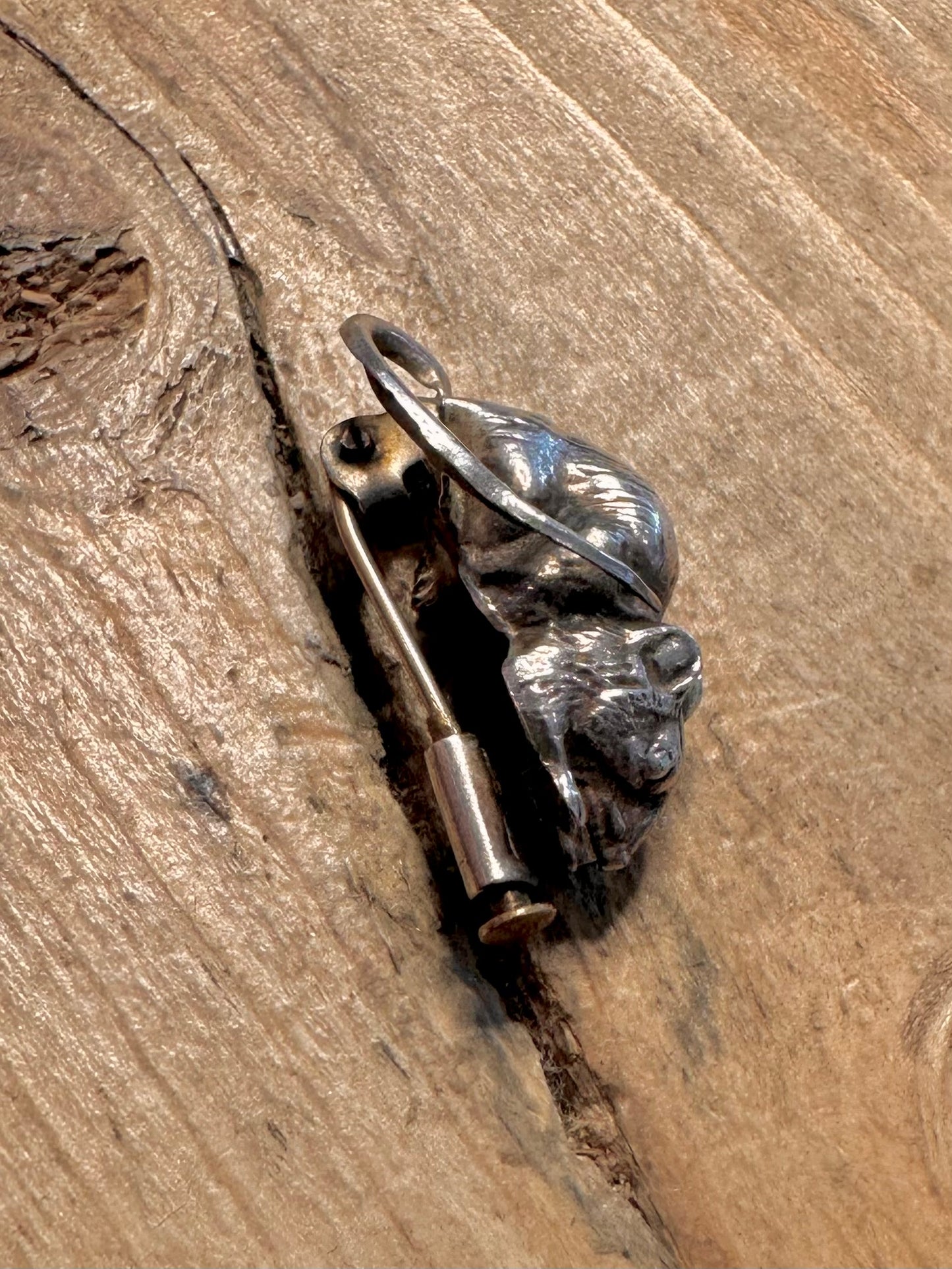Antique Mouse Pin Brooch Silver Plated