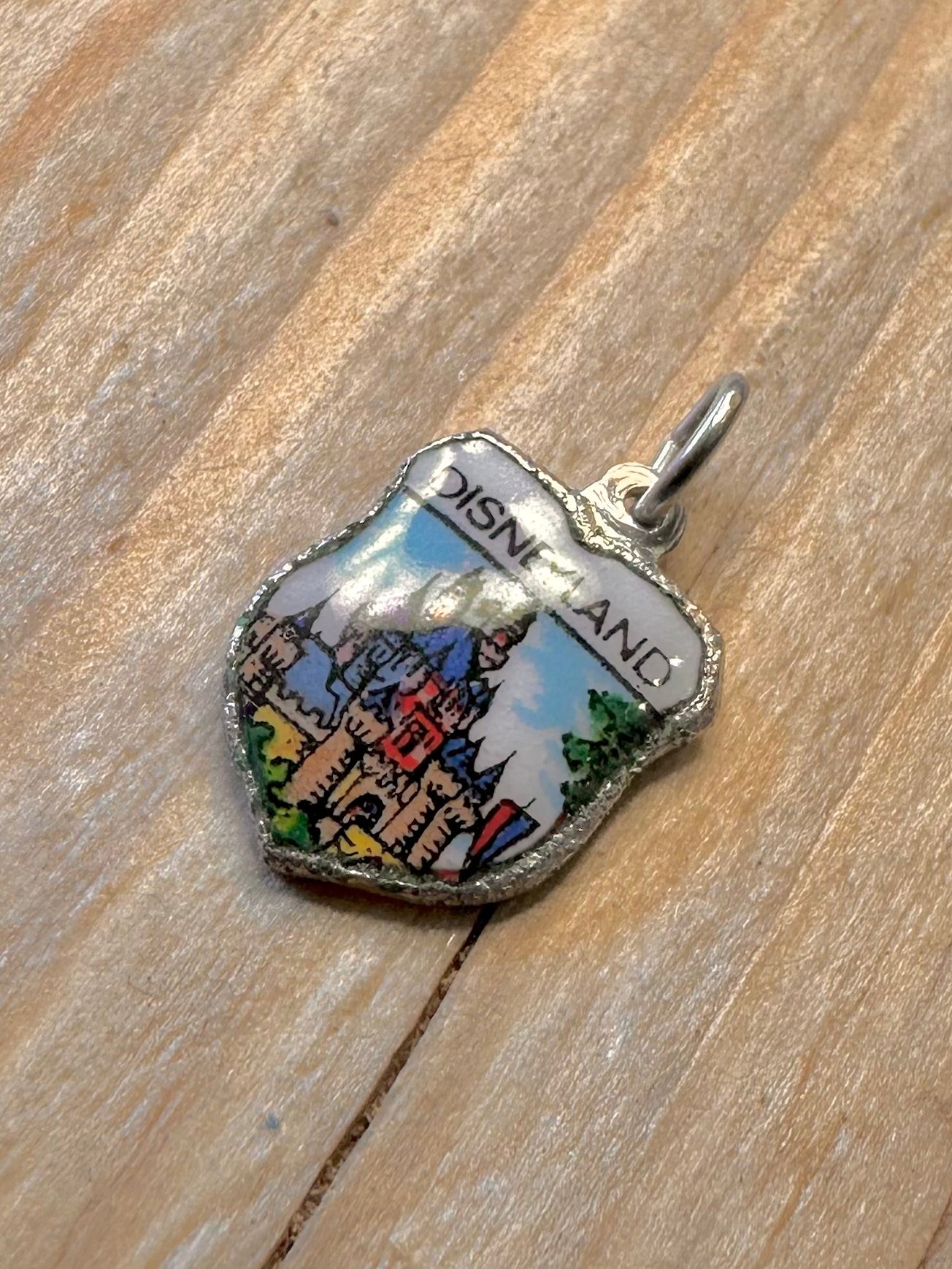 Rare Vintage Enamel Disneyland Crest 925 Silver Pendant