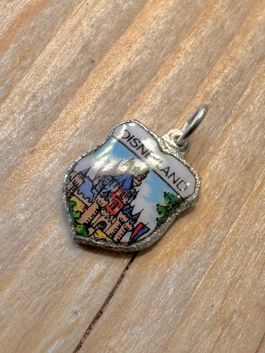 Rare Vintage Enamel Disneyland Crest 925 Silver Pendant