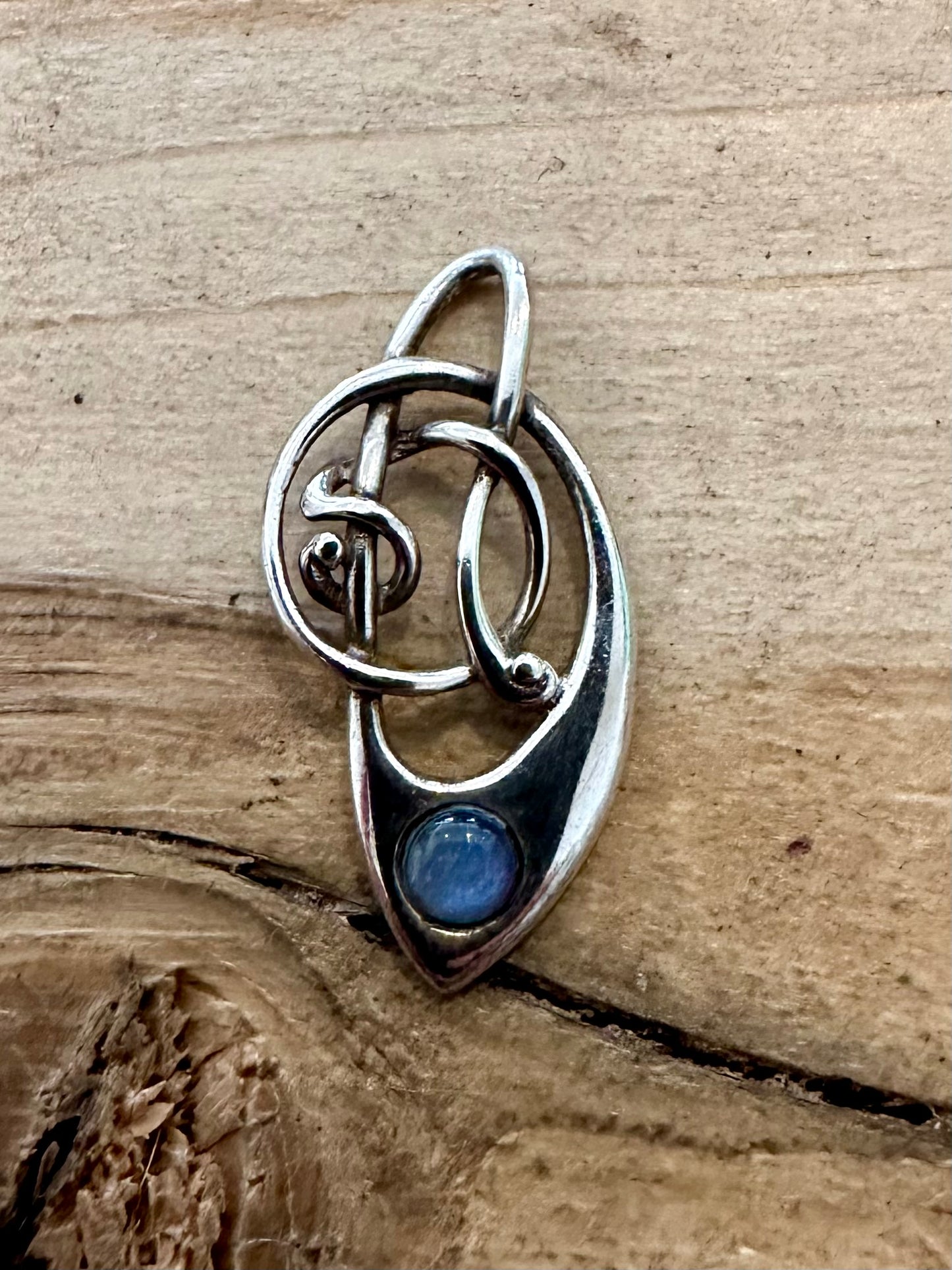 Abstract Blue Stone 925 Silver Pendant