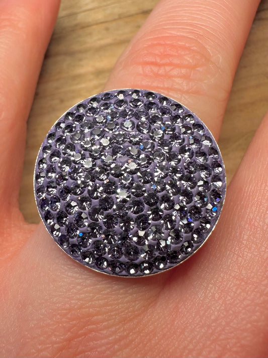 Modern Purple CZ Circle 925 Sterling Silver Size O1/2 Ring