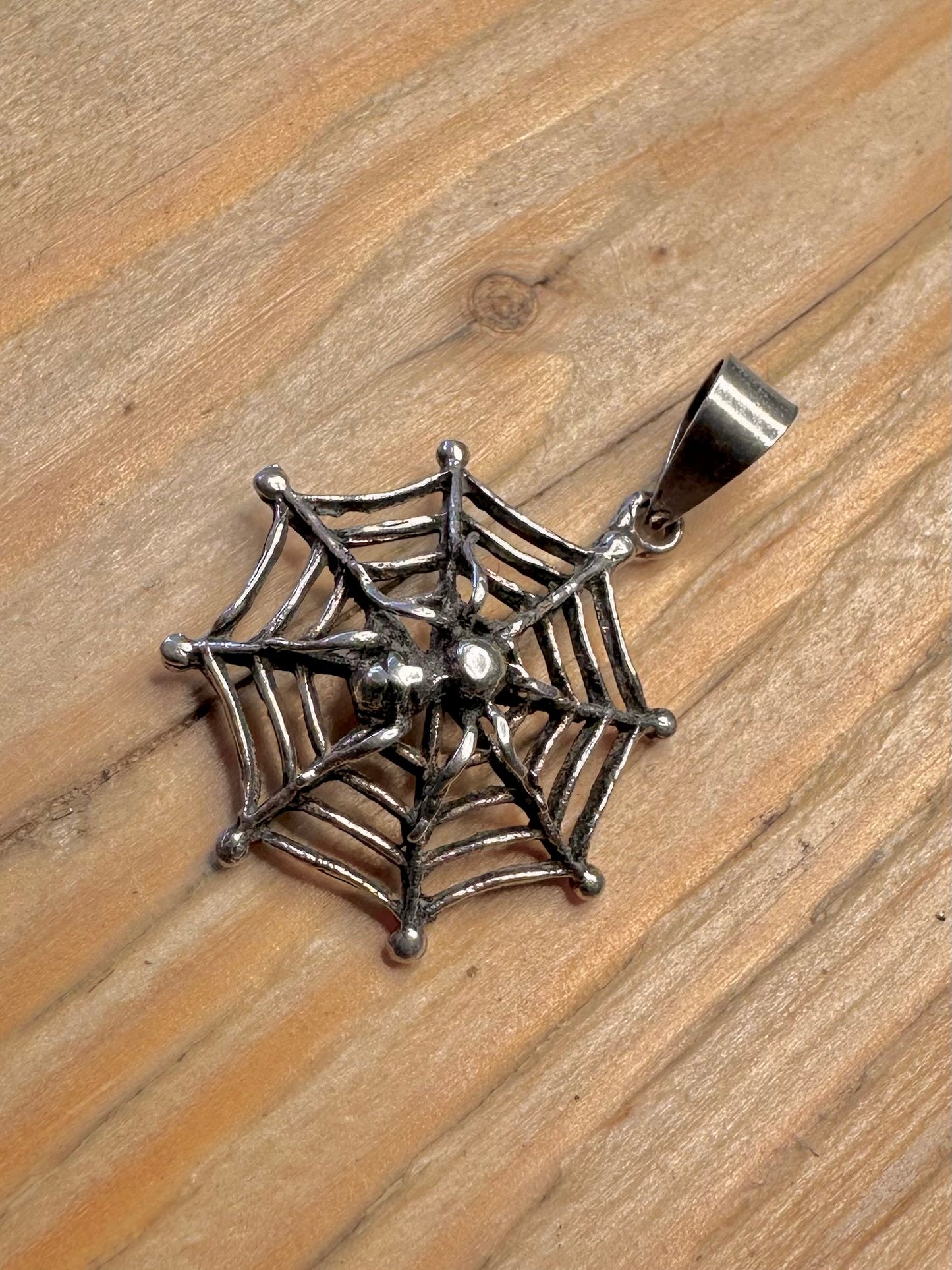 Vintage Spiderweb 925 Silver Pendant