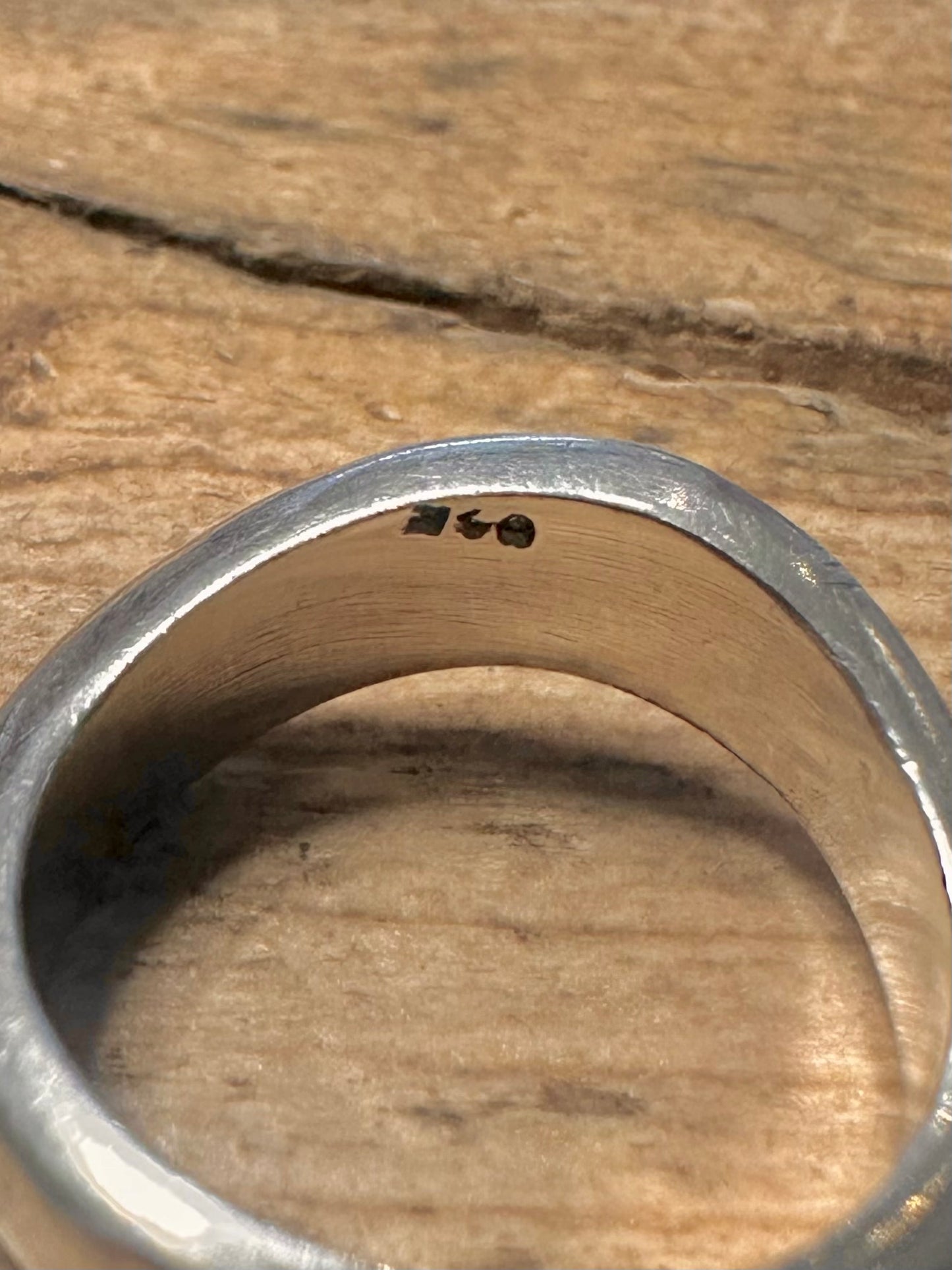 Abstract Hammered Wavy Band 925 Silver Size L Ring