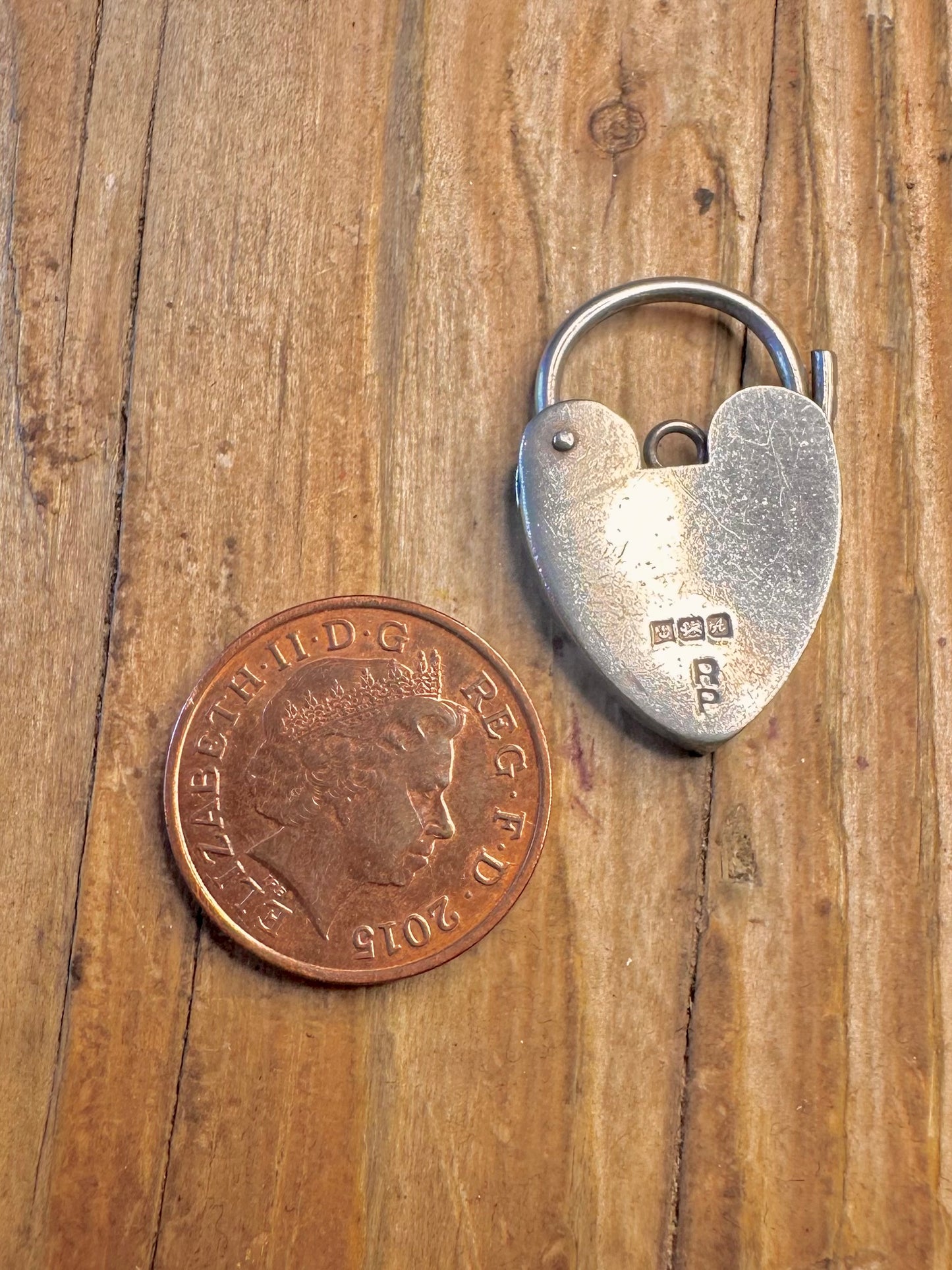 Large 1975 Heart Padlock 925 Sterling Silver Pendant