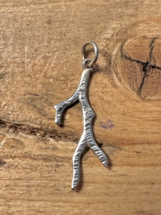 Vintage Coral Branch 925 Silver Pendant