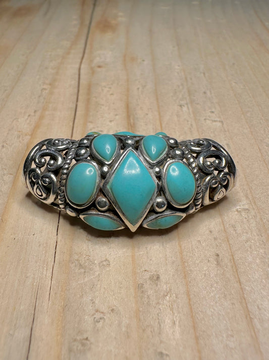 Turquoise Bali Filigree Slide 925 Sterling Silver Pendant