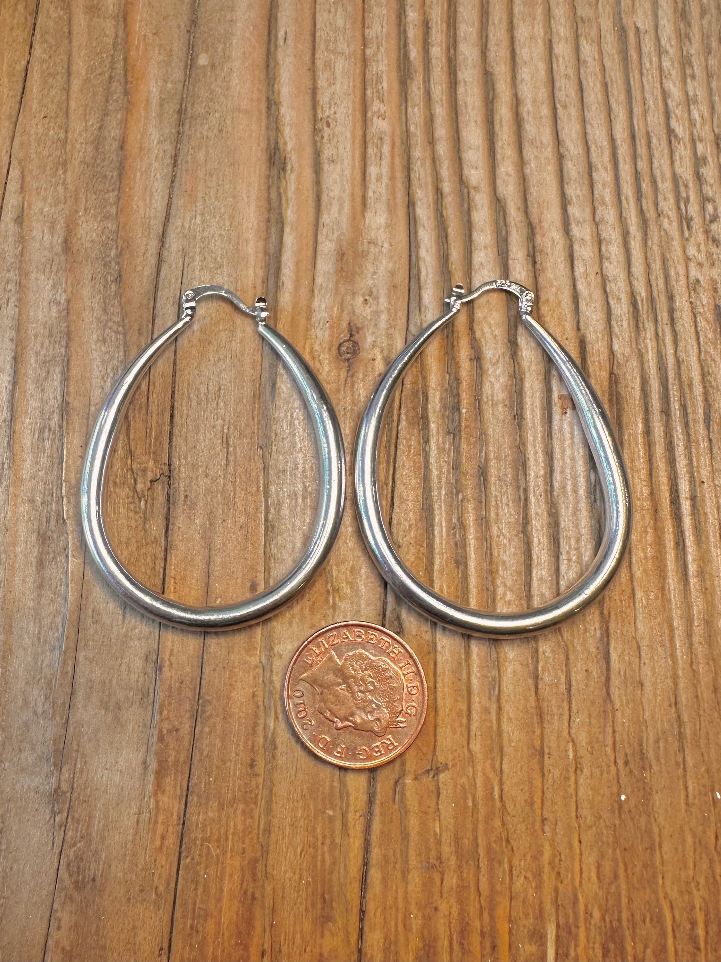 Chunky Teardrop Shaped Hoops 925 Sterling Silver Earrings
