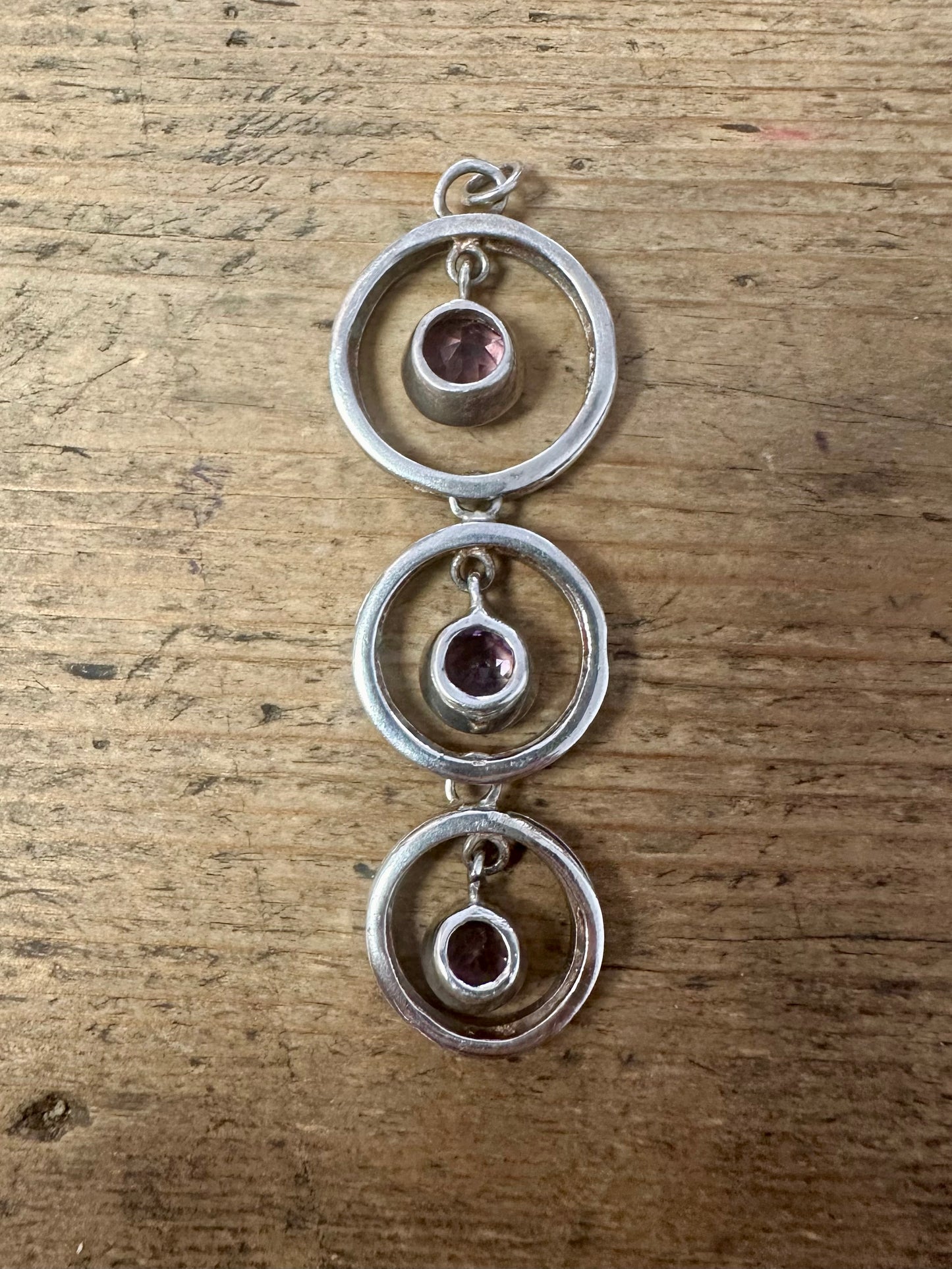 Vintage Purple Stone Dangle Circle 925 Silver Pendant