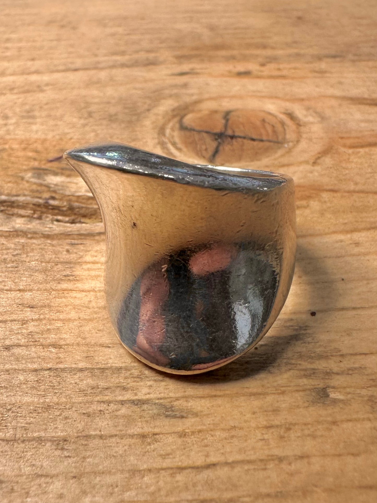 Abstract Chunky Concave 925 Silver Size N1/2 Ring