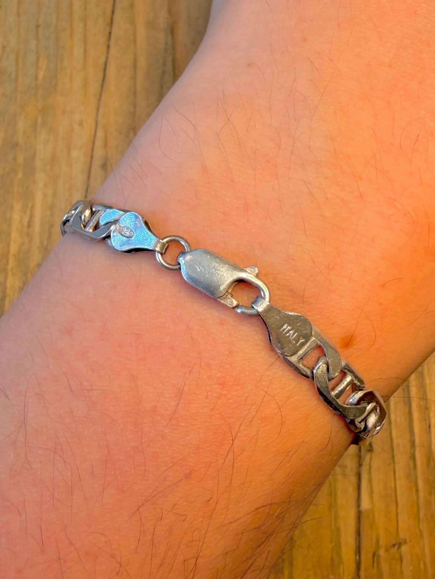 Mariner Link Chain Italy 925 Sterling Silver 7.8 inch Bracelet