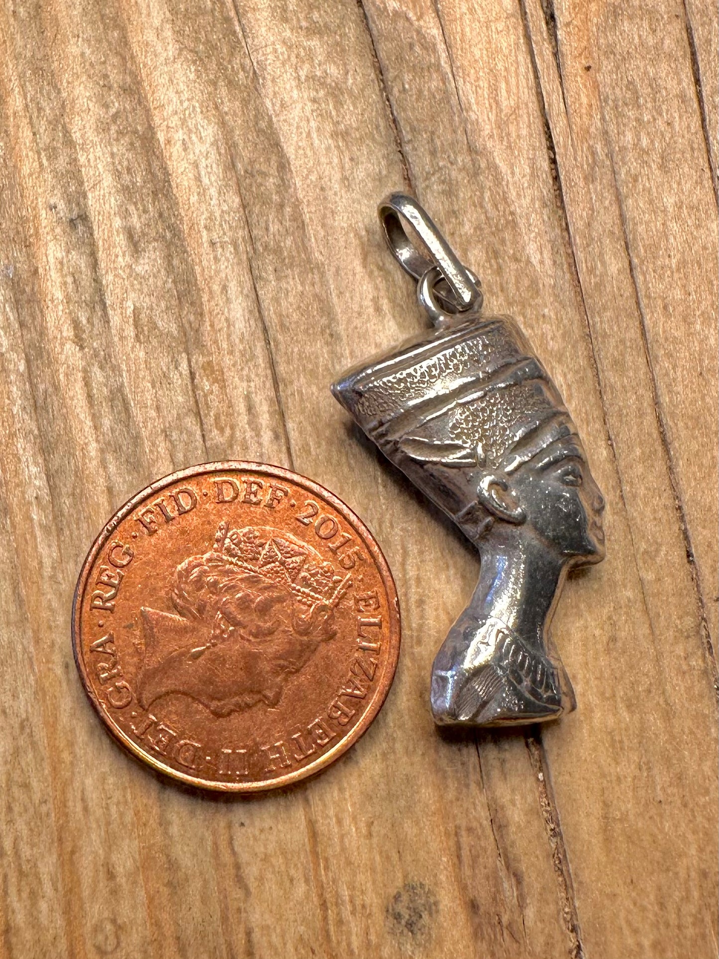 Vintage Egyptian Nefertiti 925 Sterling Silver Pendant