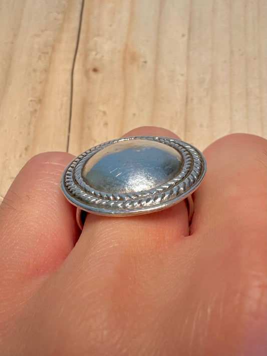 Large Circular Rope Engraved Statement 925 Sterling Silver Size L Ring