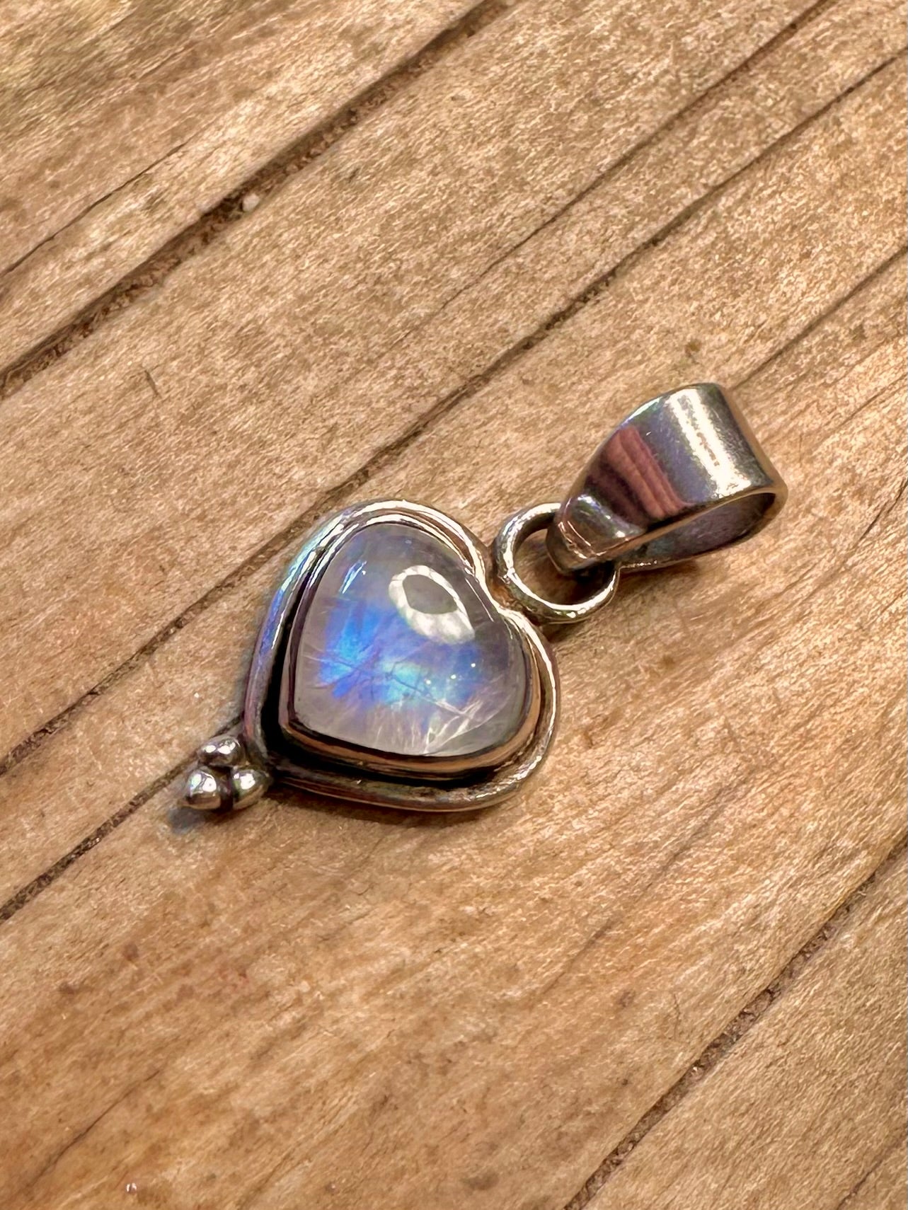 Vintage Herz Mondstein 925 Sterling Silber Anhänger
