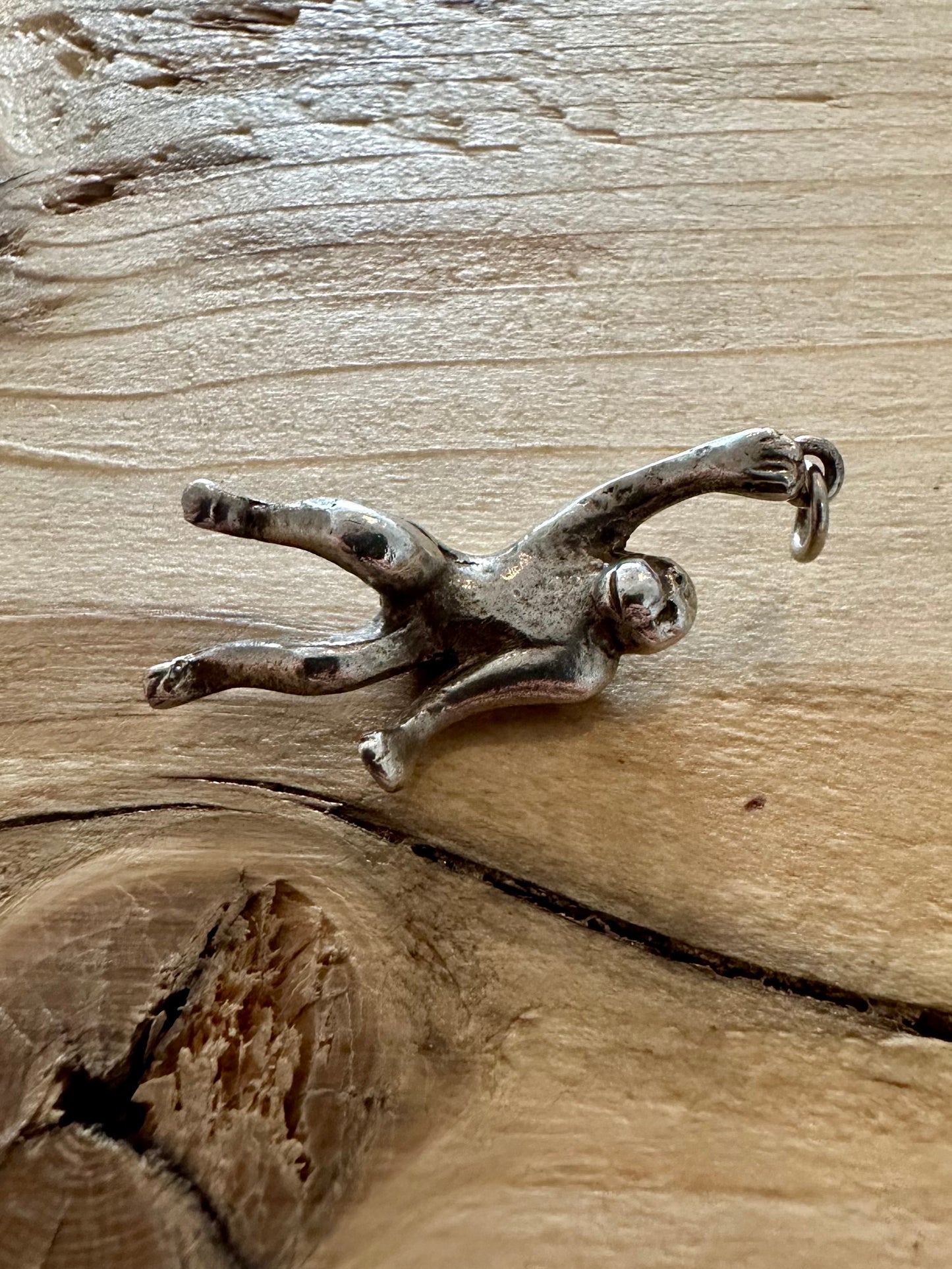 Vintage Hanging Monkey 925 Silver Charm Pendant