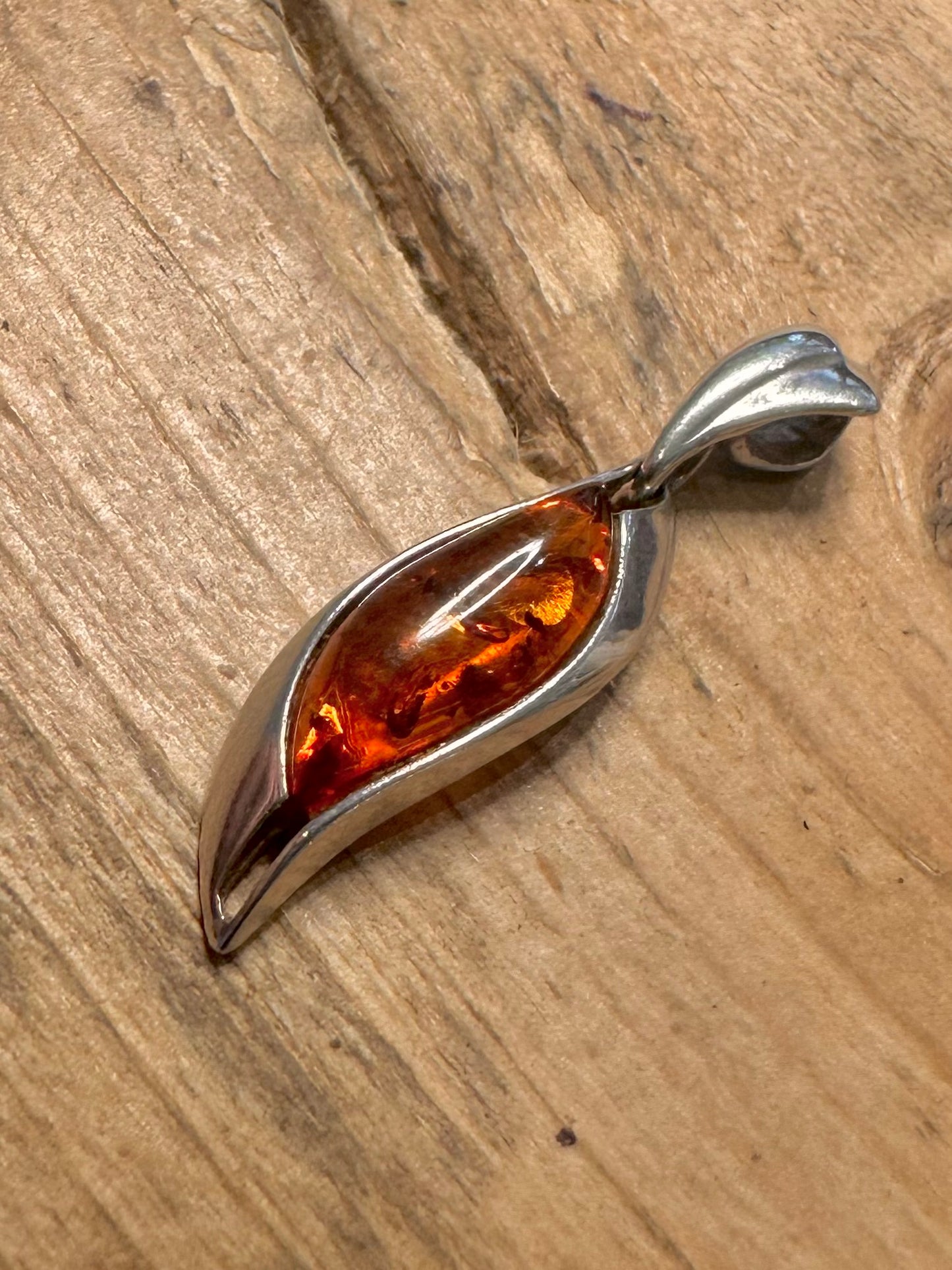 Abstract Amber 925 Silver Pendant
