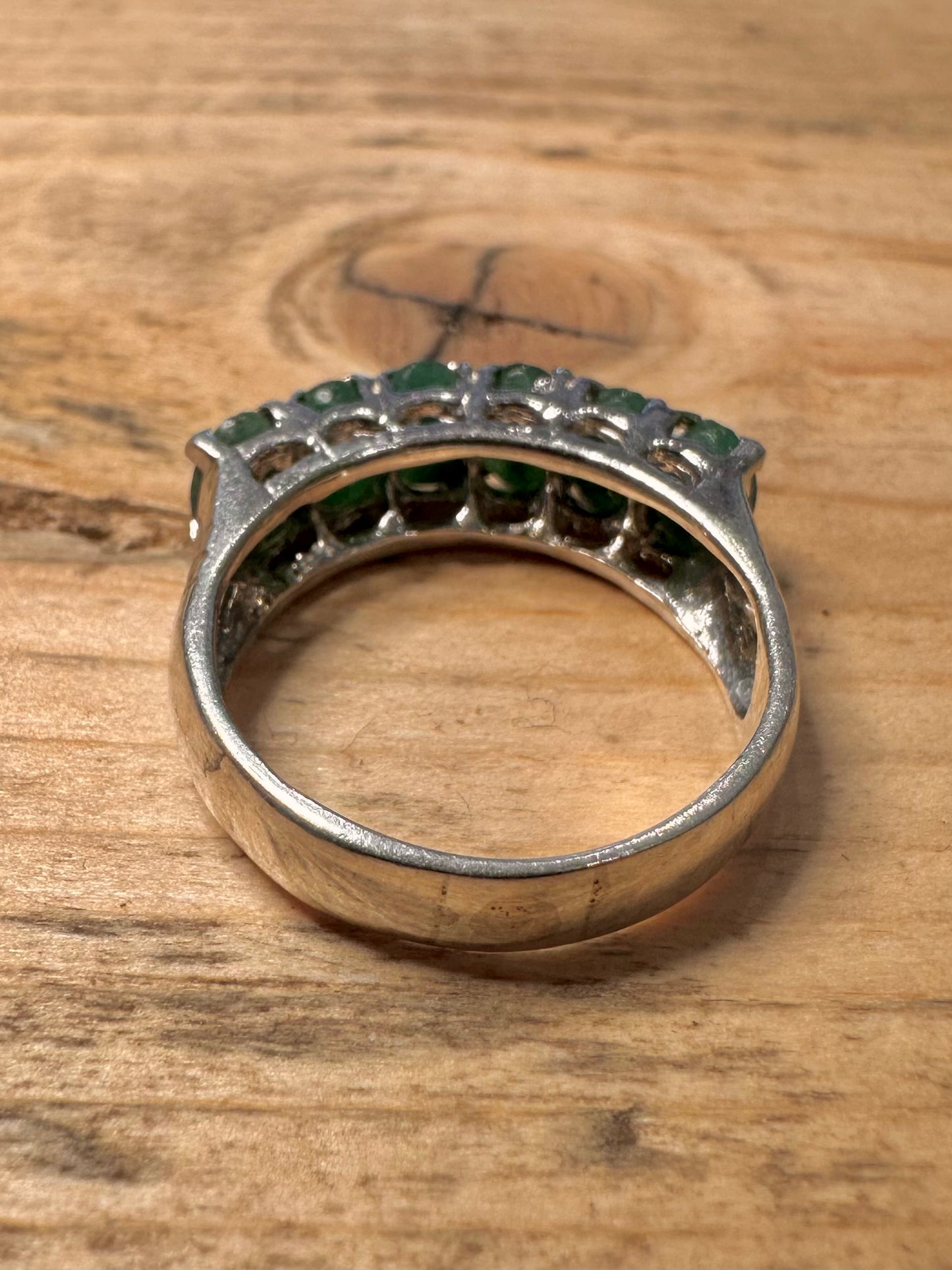 Vintage Large Green Band 925 Silver Size Q Ring