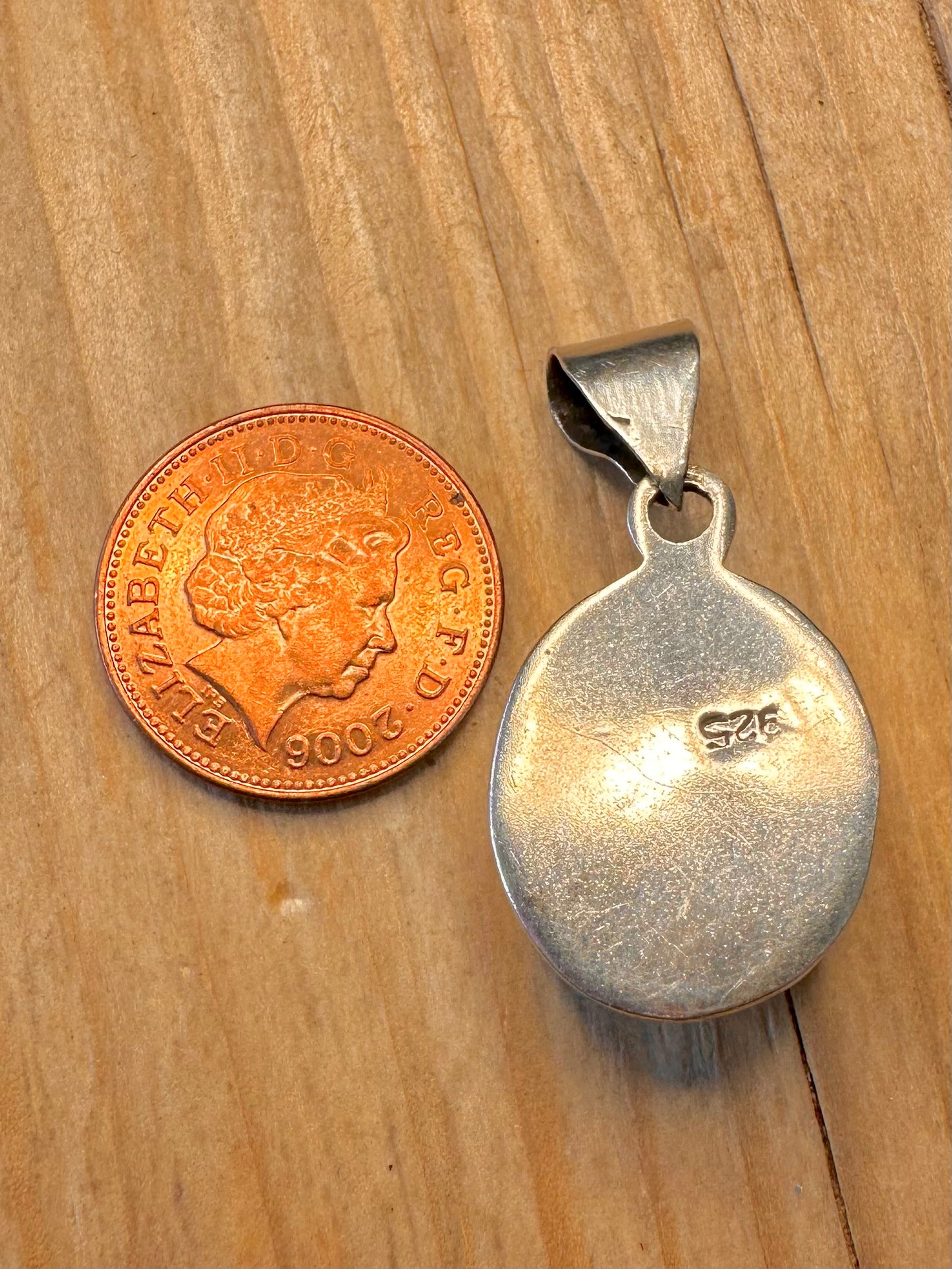 Vintage Moonstone Oval 925 Sterling Silver Pendant