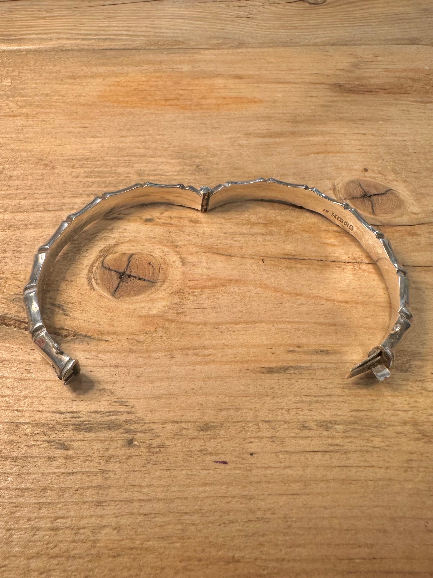Vintage 1977 Bamboo Style 925 Silver Bangle