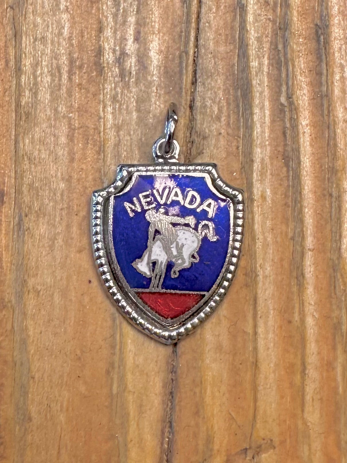 Nevada Crest Enamel 925 Sterling Silver Charm Pendant