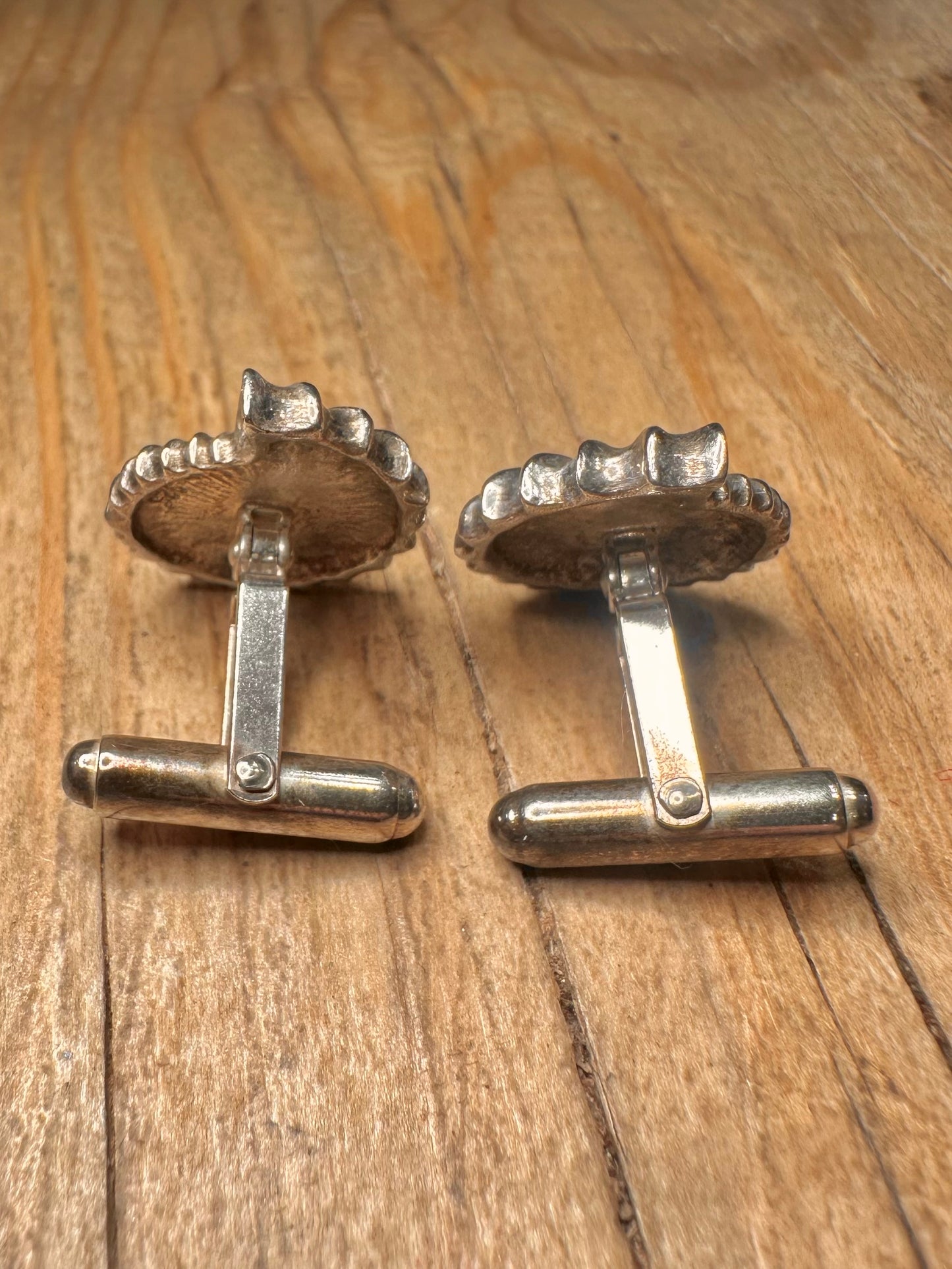 Vintage Shell Cuff Links 925 Sterling Silver Small Collectables