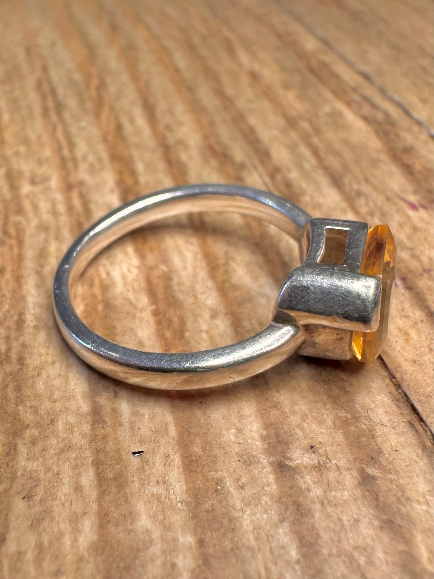 Modernist Citrin 925 Sterling Silber Größe N Ring