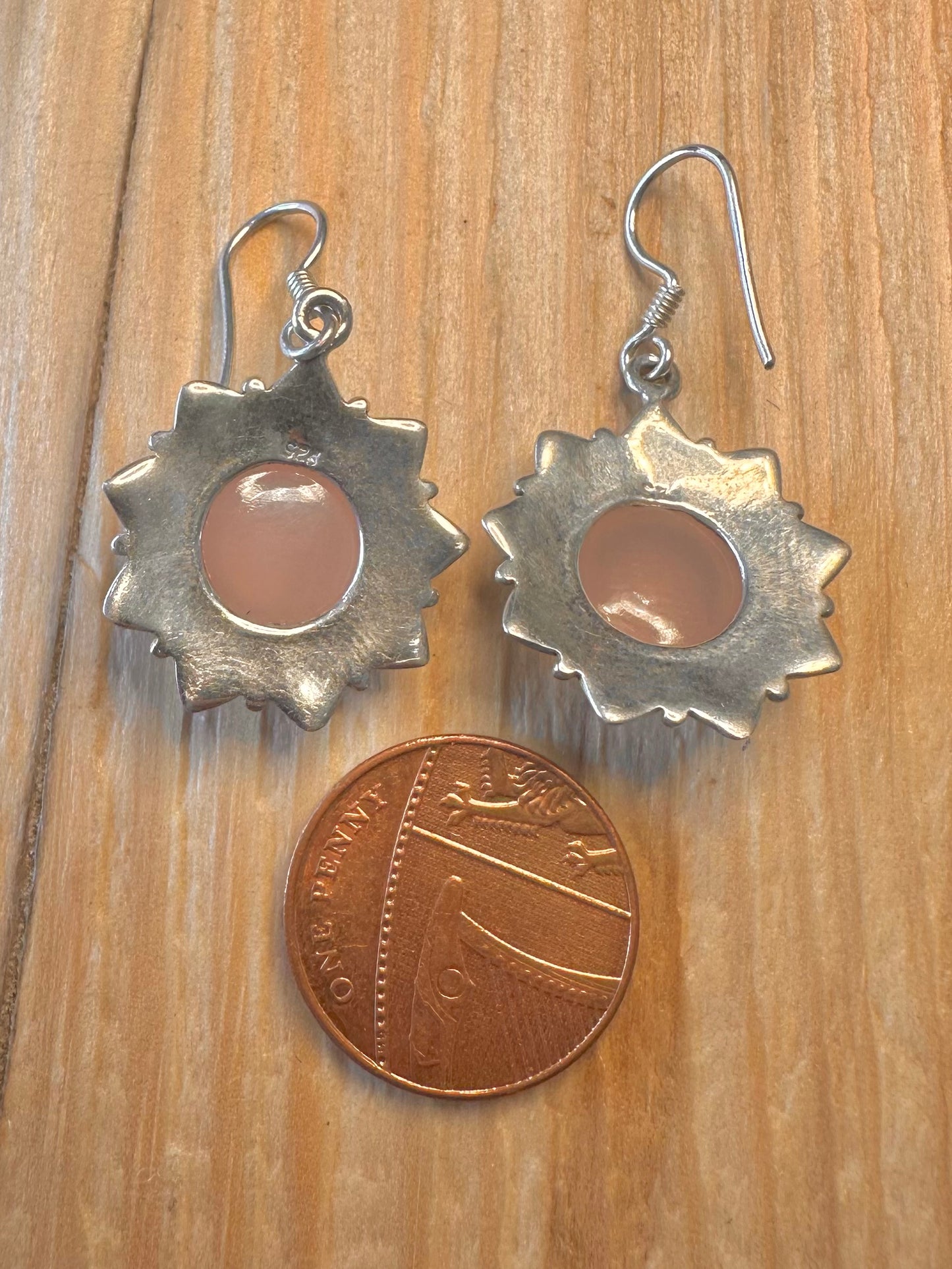 Stunning Rose Quarts Dangle 925 Silver Earrings