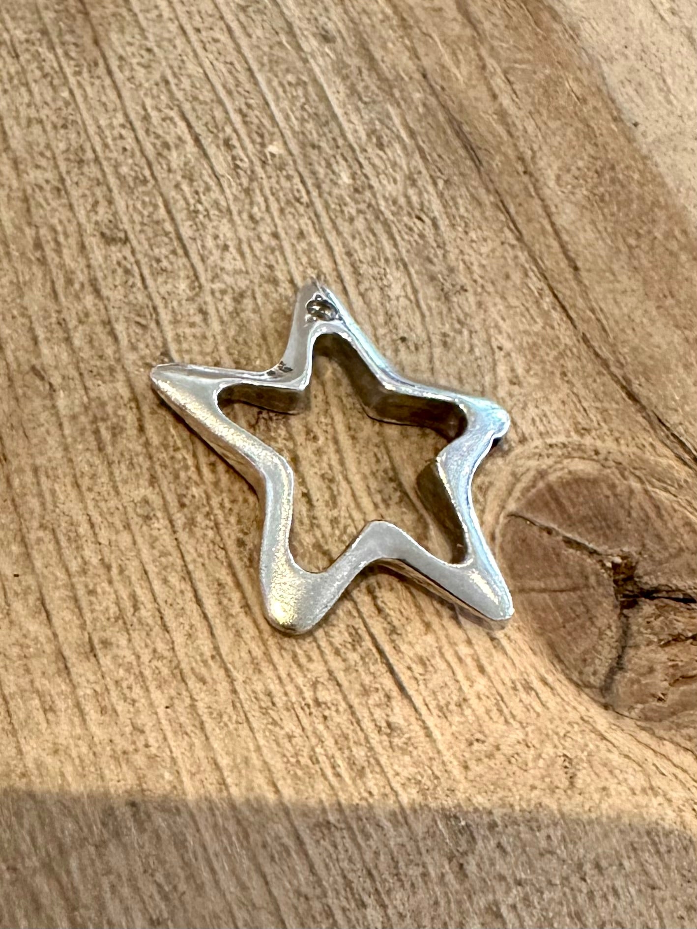 Modernist Star with CZ Stone 925 Silver Pendant