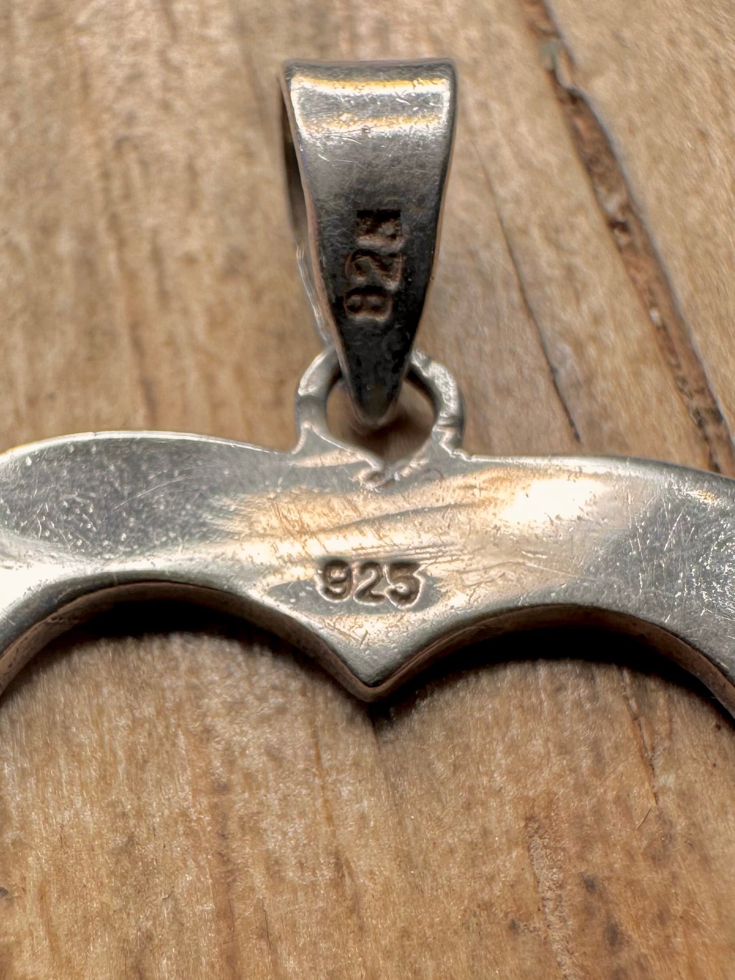 Modern Pink Mother of Pearl Heart 925 Sterling Silver Pendant