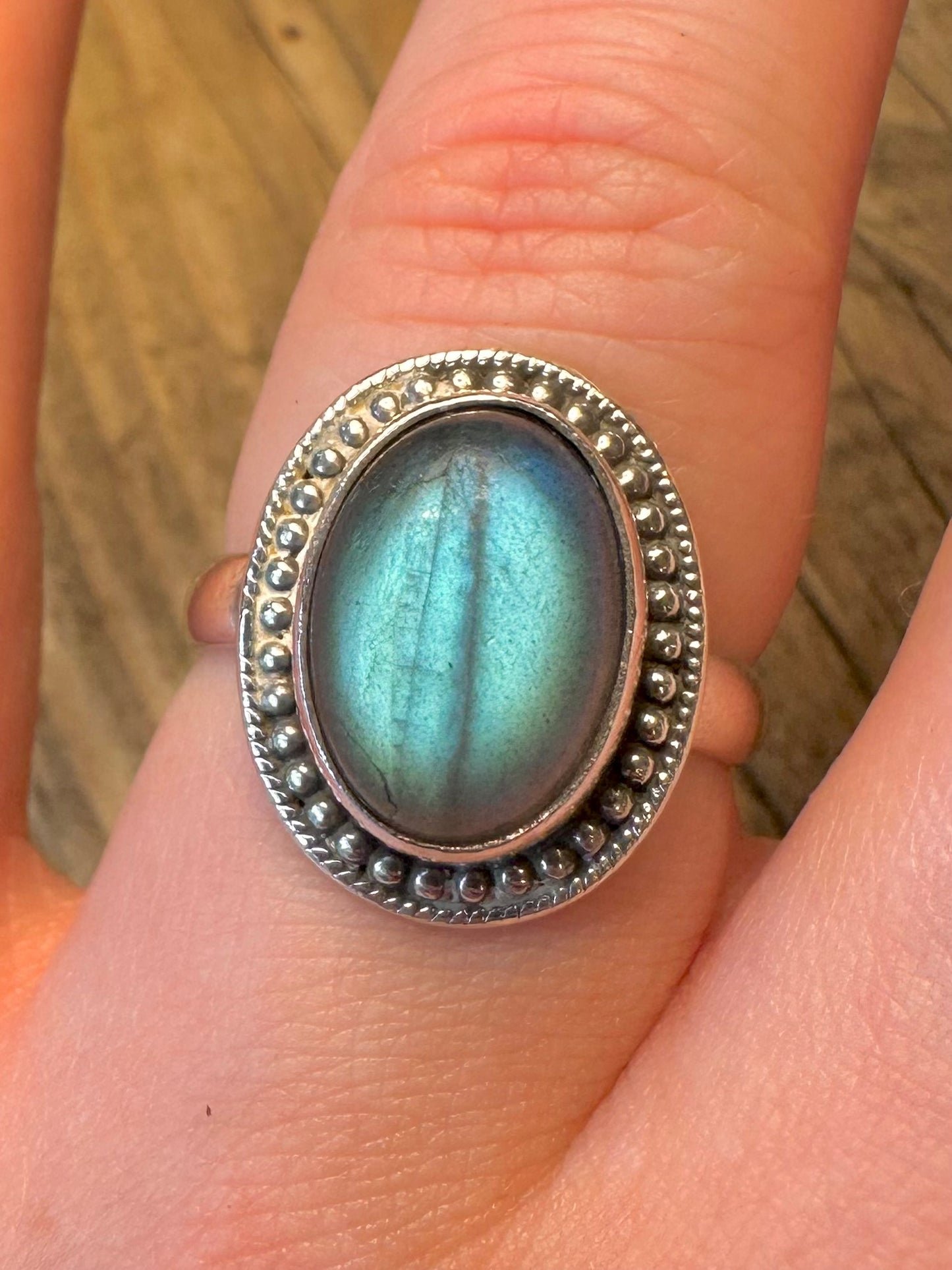 Labradorite Oval 925 Sterling Silver Size O1/2 Ring