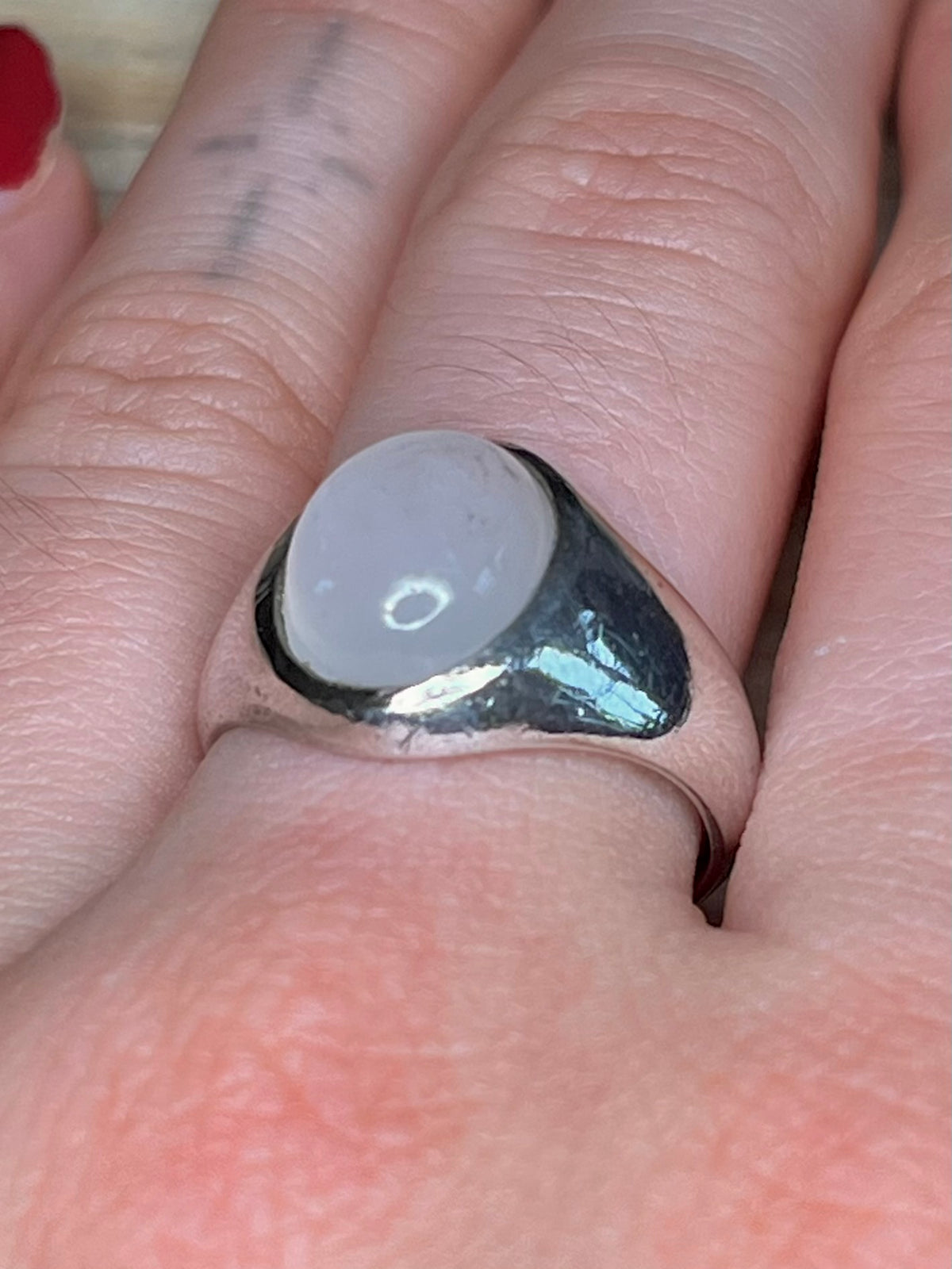 Oval Moonstone Signet 925 Sterling Silver Size L1/2 Ring