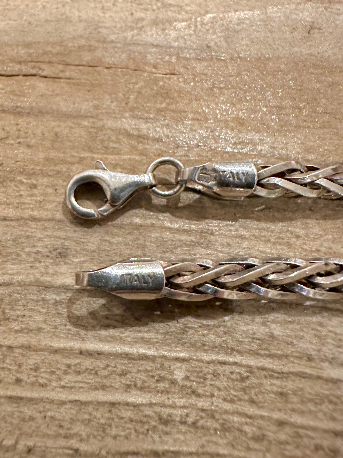 Vintage Thick Wheat Chain Italy 925 Silver 17.8 inch Necklace