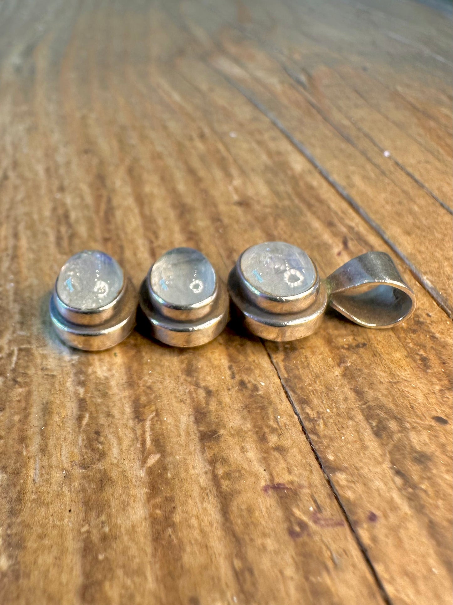 Moonstone Three Vertical 925 Sterling Silver Pendant