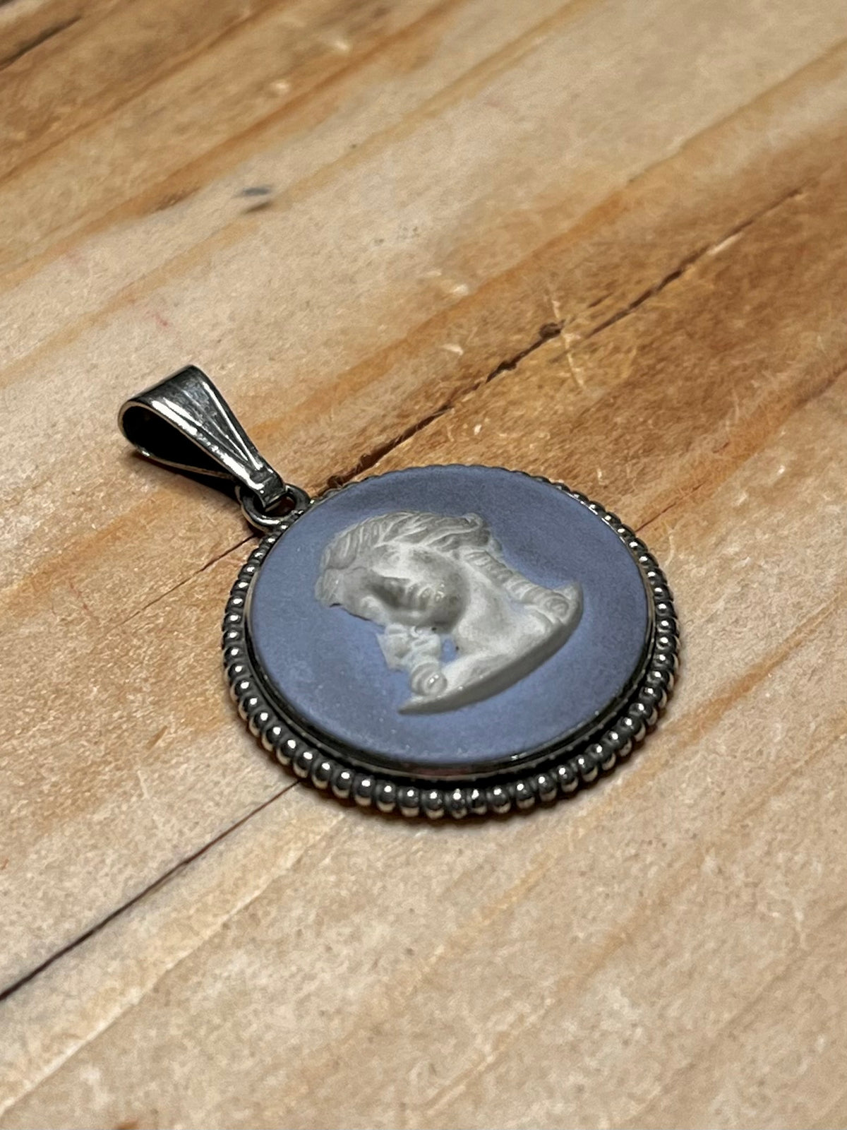 Wedgwood Blue and White Made in England 925 Sterling Silver Pendant