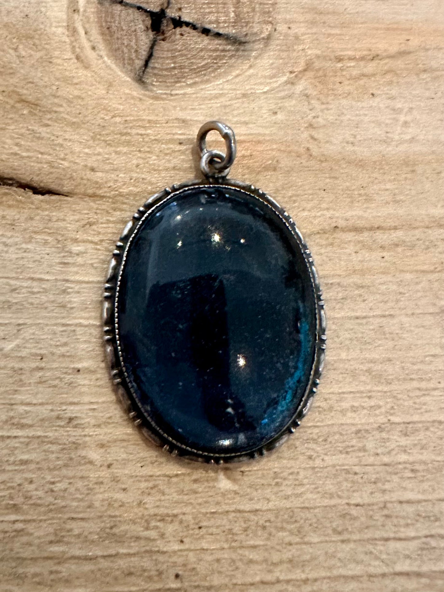 Vintage Thomas Mott Labradorite Oval 925 Silver Pendant