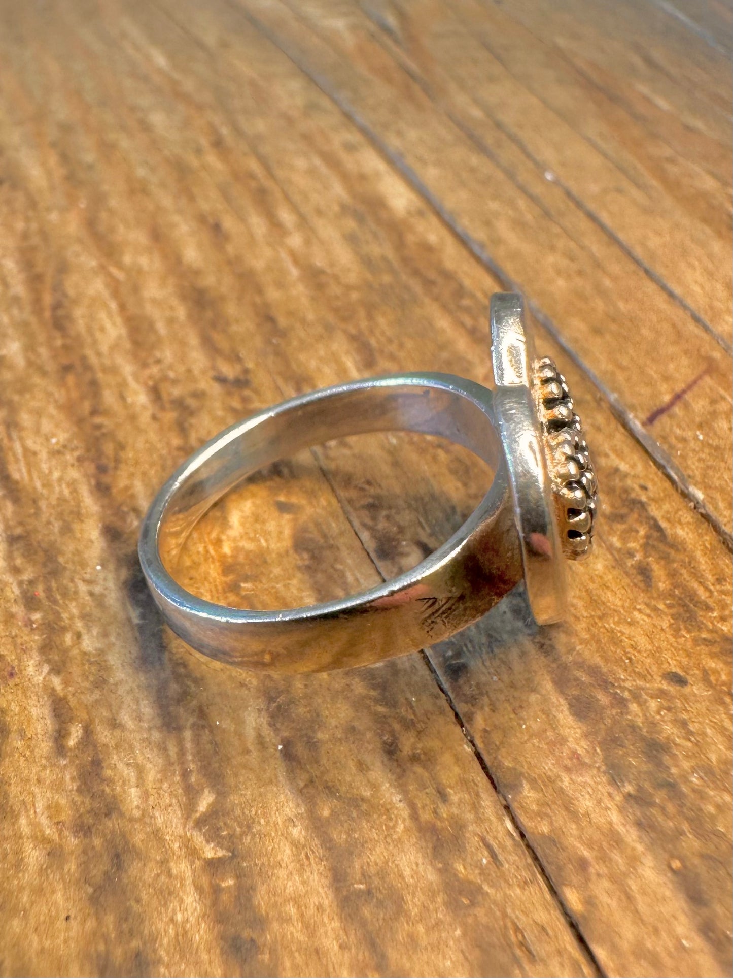 Abstract Heart Makeer Monili 925 Sterling Silver Size O1/2 Ring