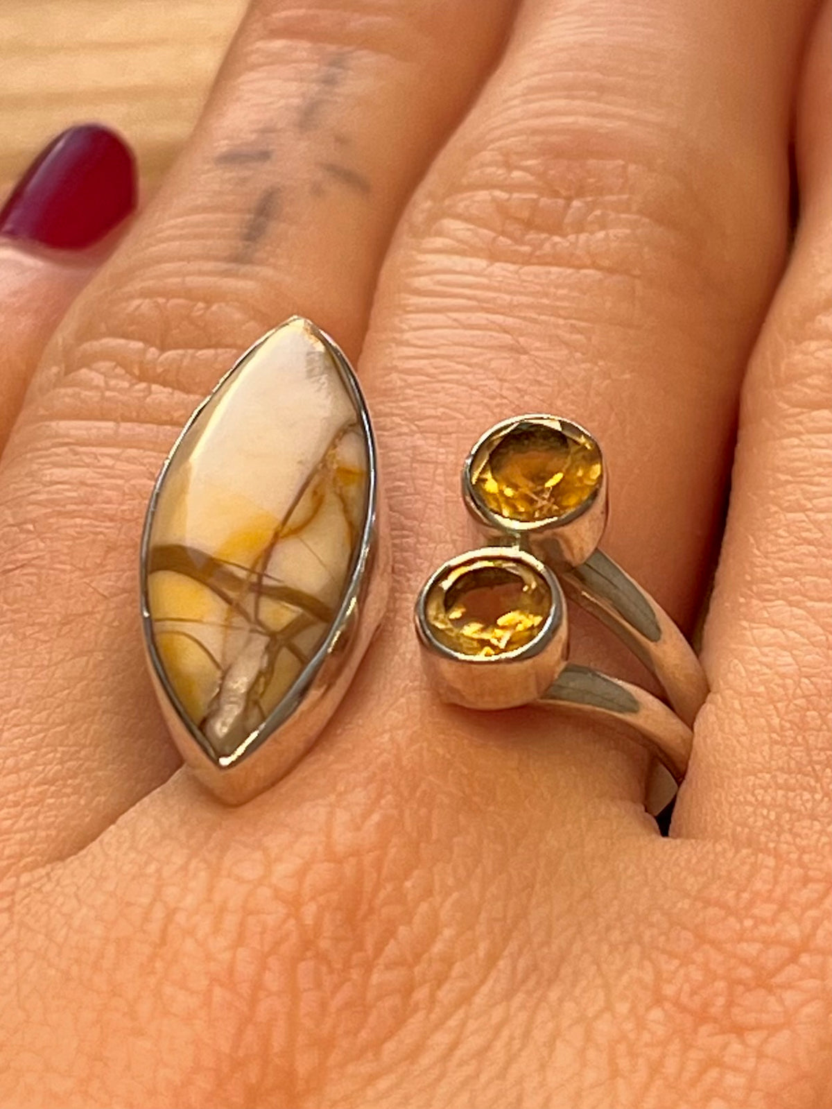 Jasper and Citrine 925 Sterling Silver Size R Ring