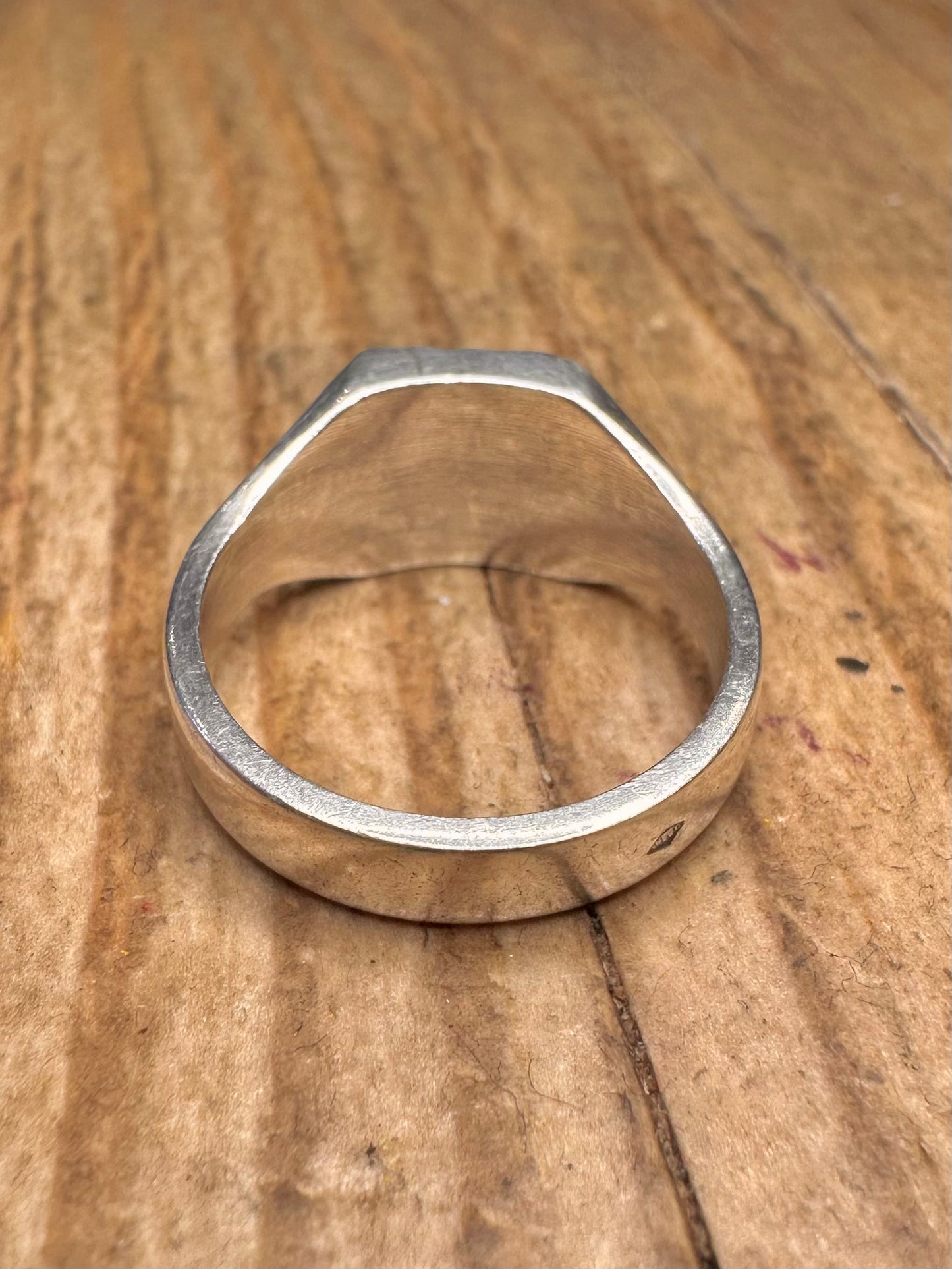 Vintage Square Star Burst Signet 925 Sterling Silver Size M Ring