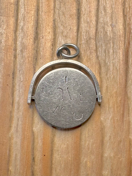 Vintage I Love You Spinner 925 Sterling Silver Pendant
