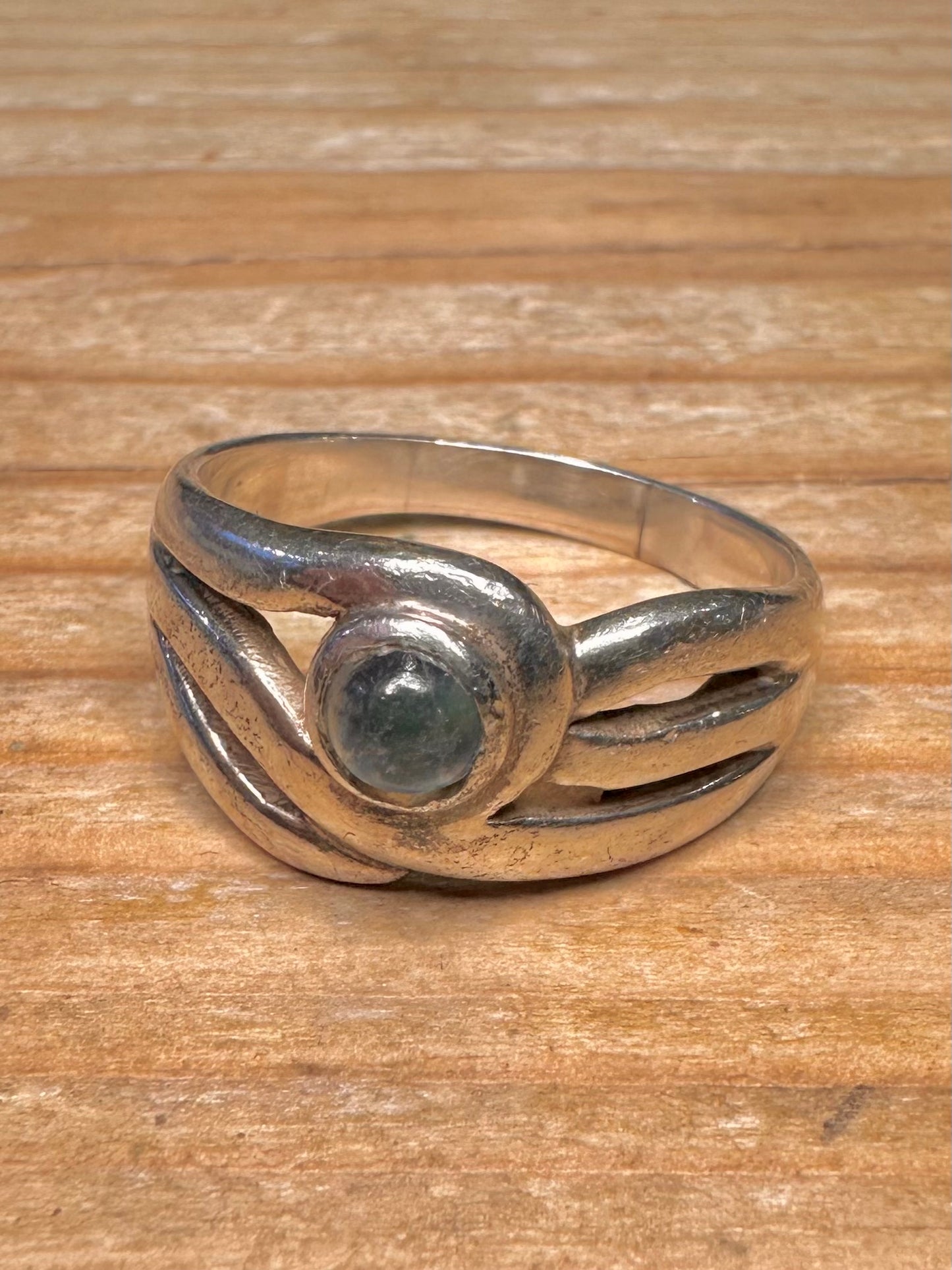 Abstract Blue Stone 925 Sterling Silver Size V Ring