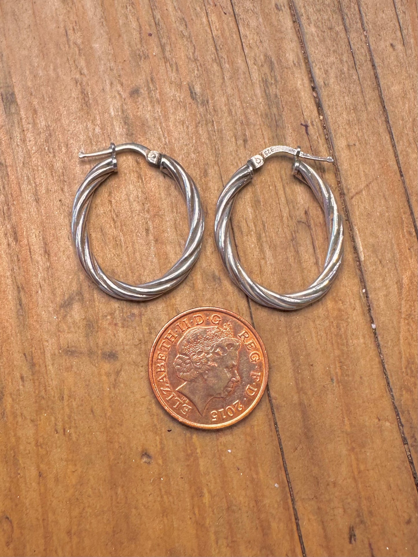 Twisted Hoops 925 Sterling Silver Earrings