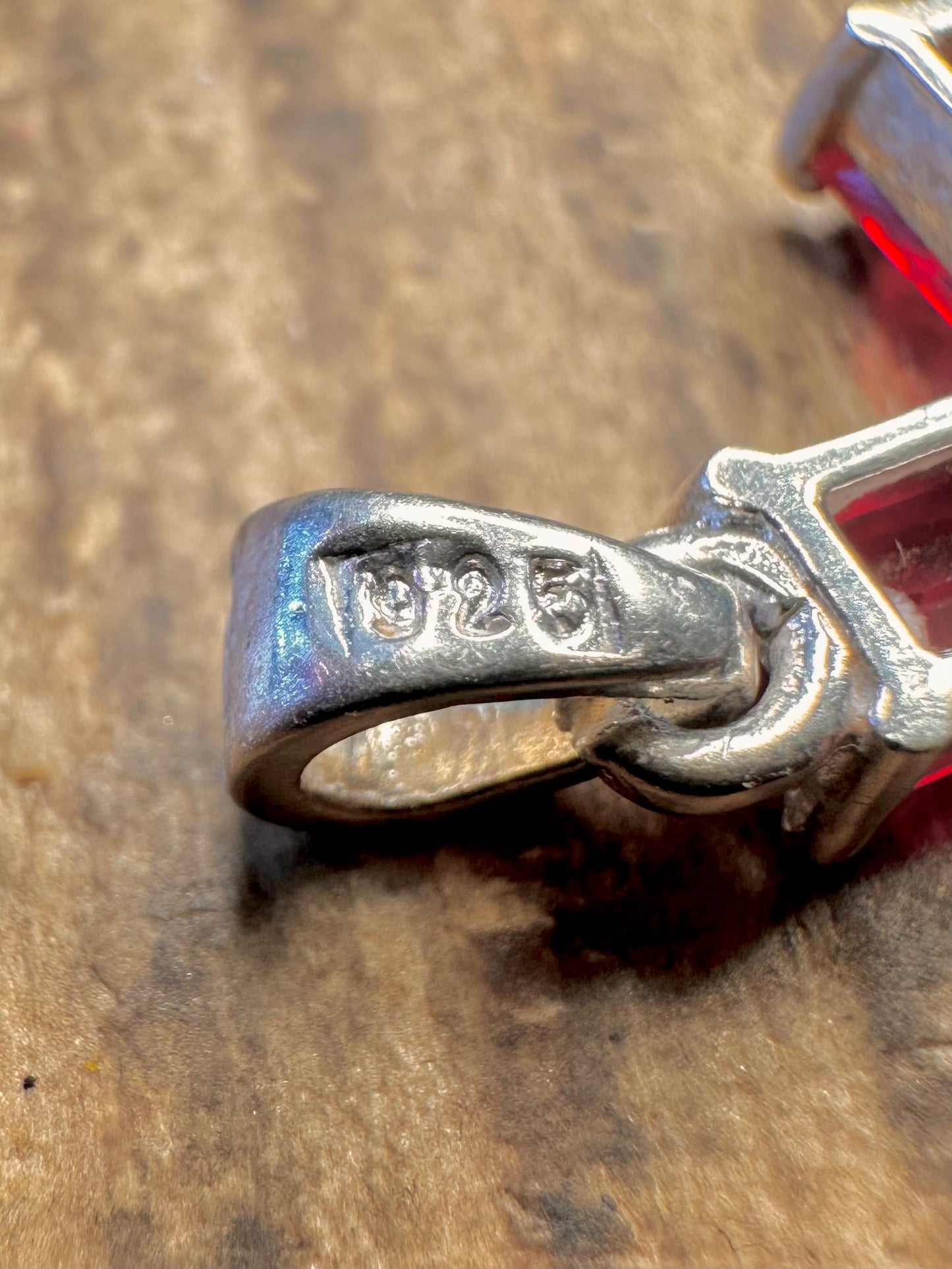 Red Stone Cross 925 Sterling Silver Pendant