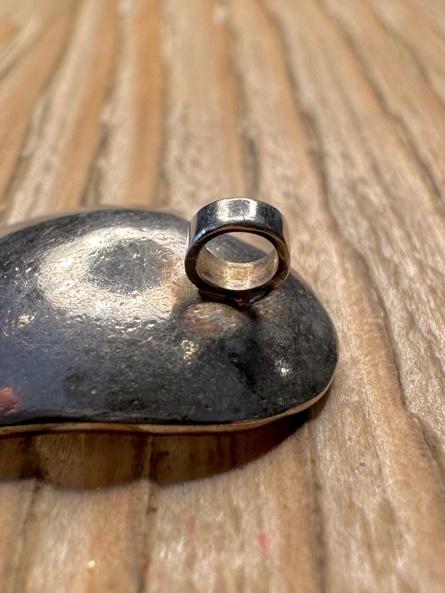Abstract Hammered Heart 925 Sterling Silver Pendant