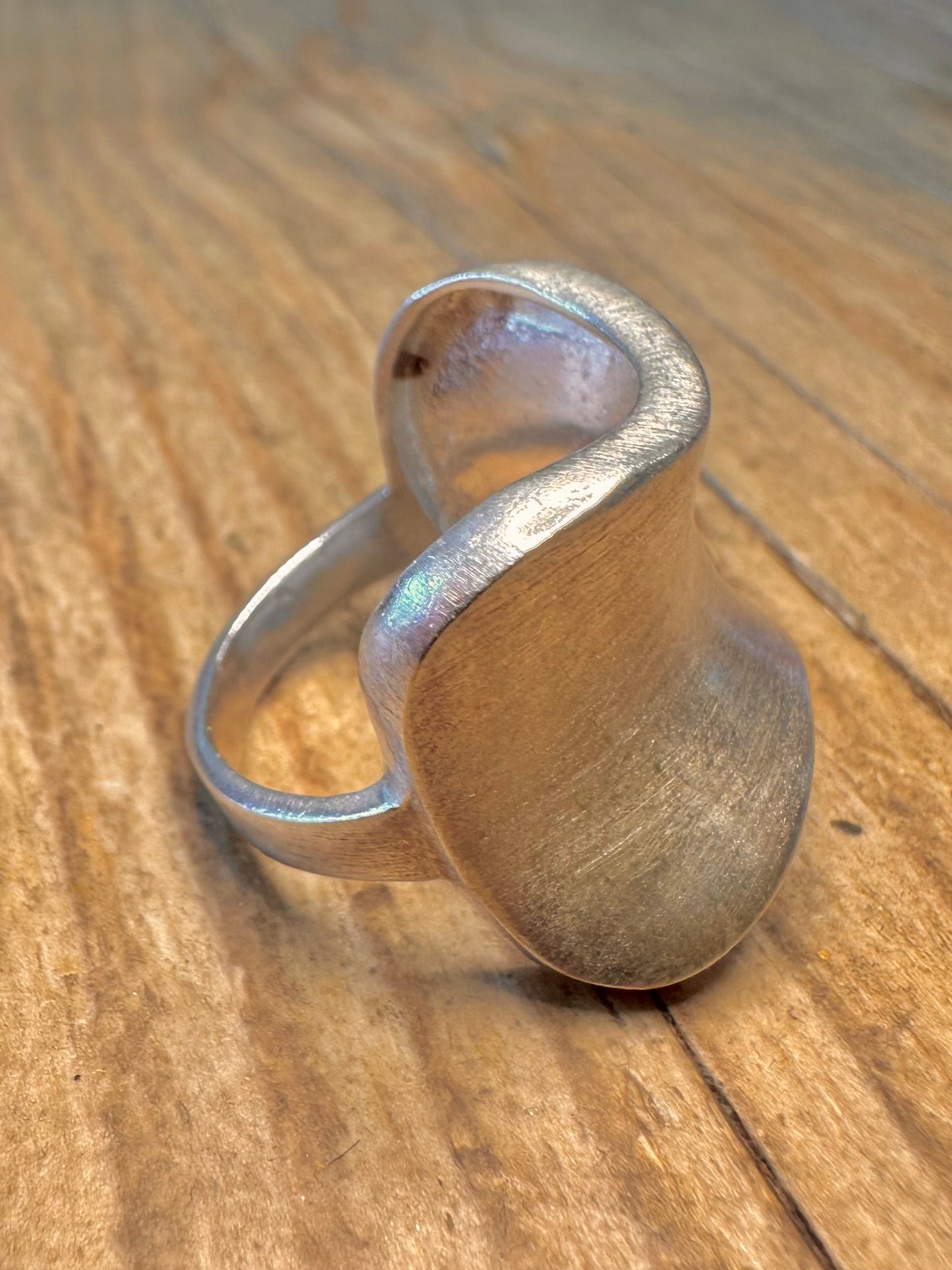 Abstract Concave Brush Finish 925 Sterling Silver Size T Ring