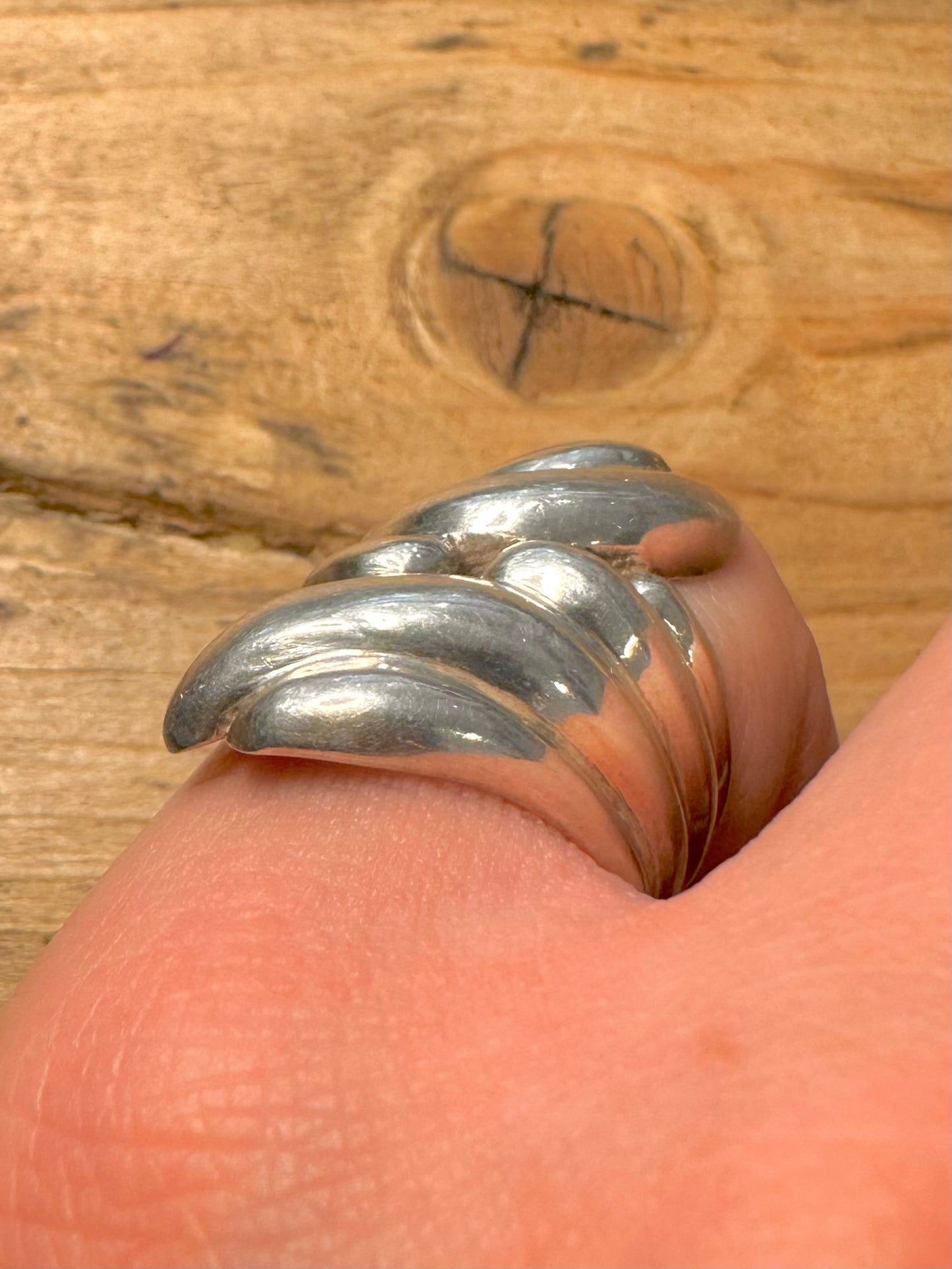 Abstract Layer 925 Silver Size M1/2 Ring
