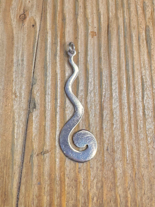 Long Swirl 925 Sterling Silver Pendant